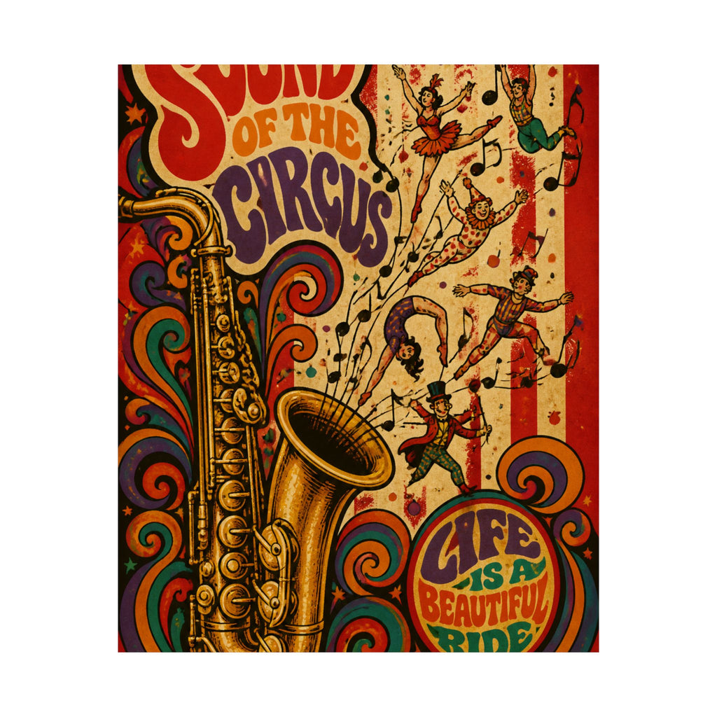 Saxophone Music Circus Wall Art Poster 18×24 Psychedelic Cafe Decor Maximalist Print