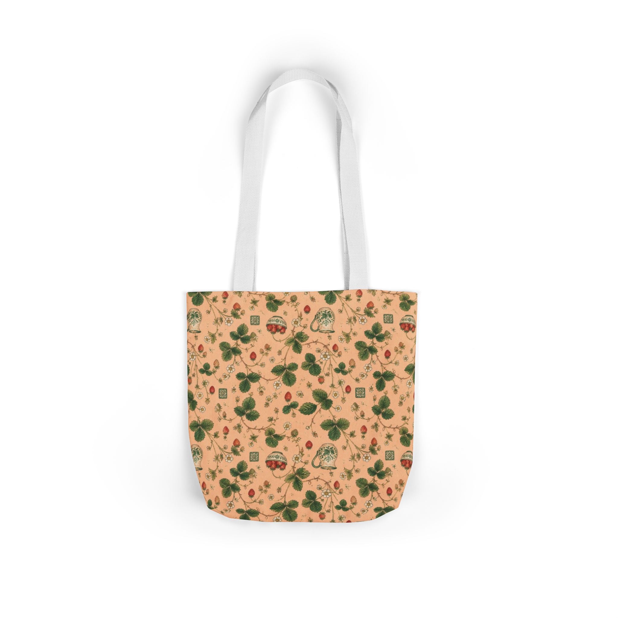 Wild Strawberries Canvas Tote Bag Mediterranean Kitchen Watercolor Design Italian Cottagecore Gift