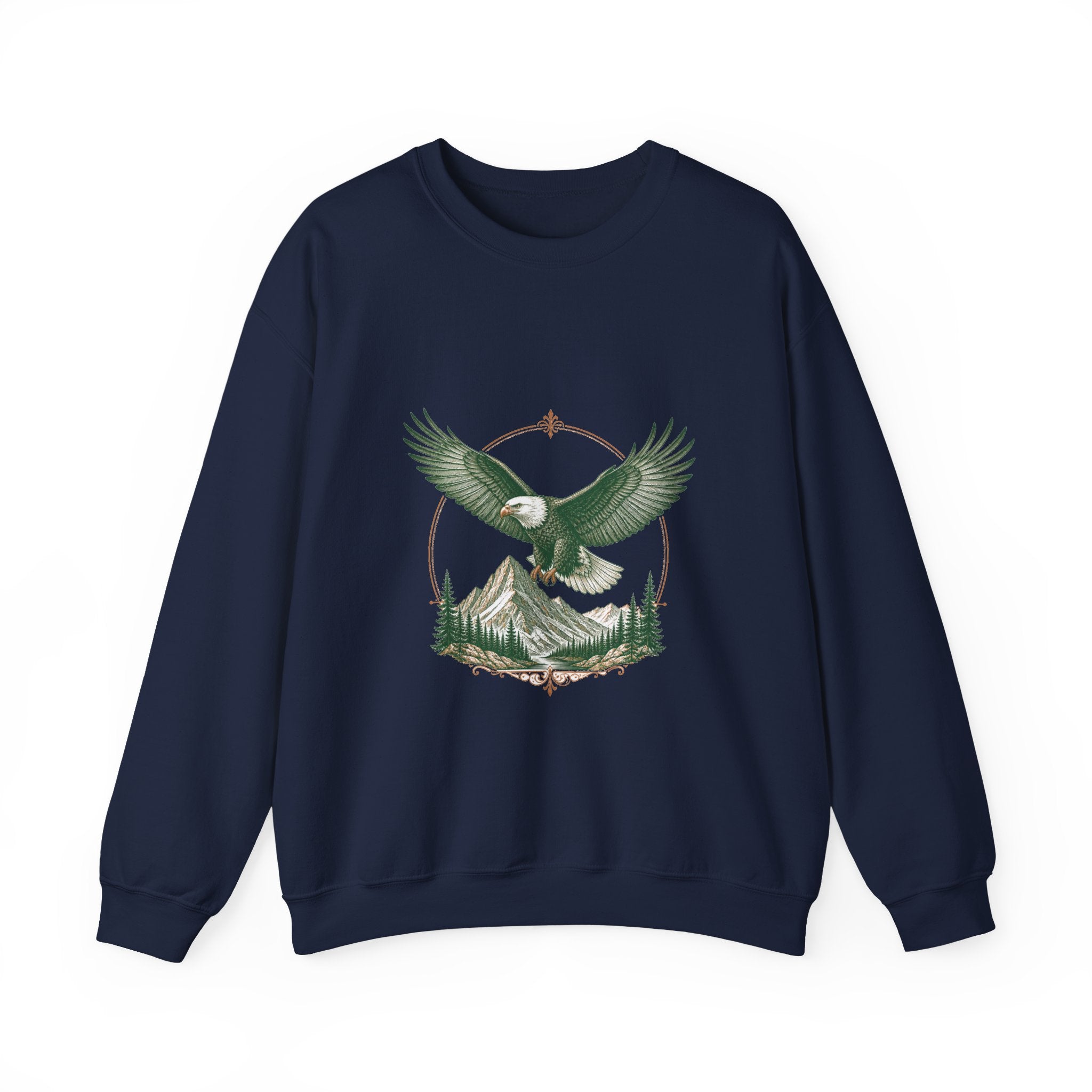 Matching Couple Sweatshirt - Eagle & Whale Matching Couple Premium Fleece Sweatshirt Vintage Art His Hers Honeymoon Gift - Design A