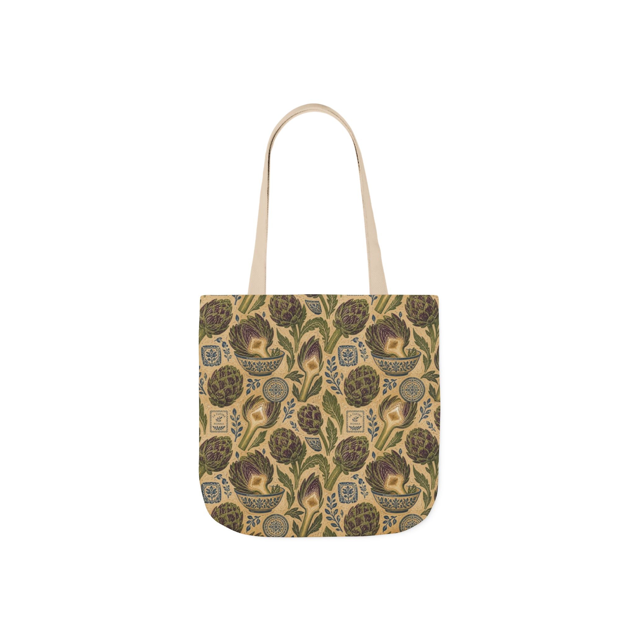 Globe Artichokes Canvas Tote Bag Mediterranean Kitchen Linocut Design Italian Cottagecore Gift