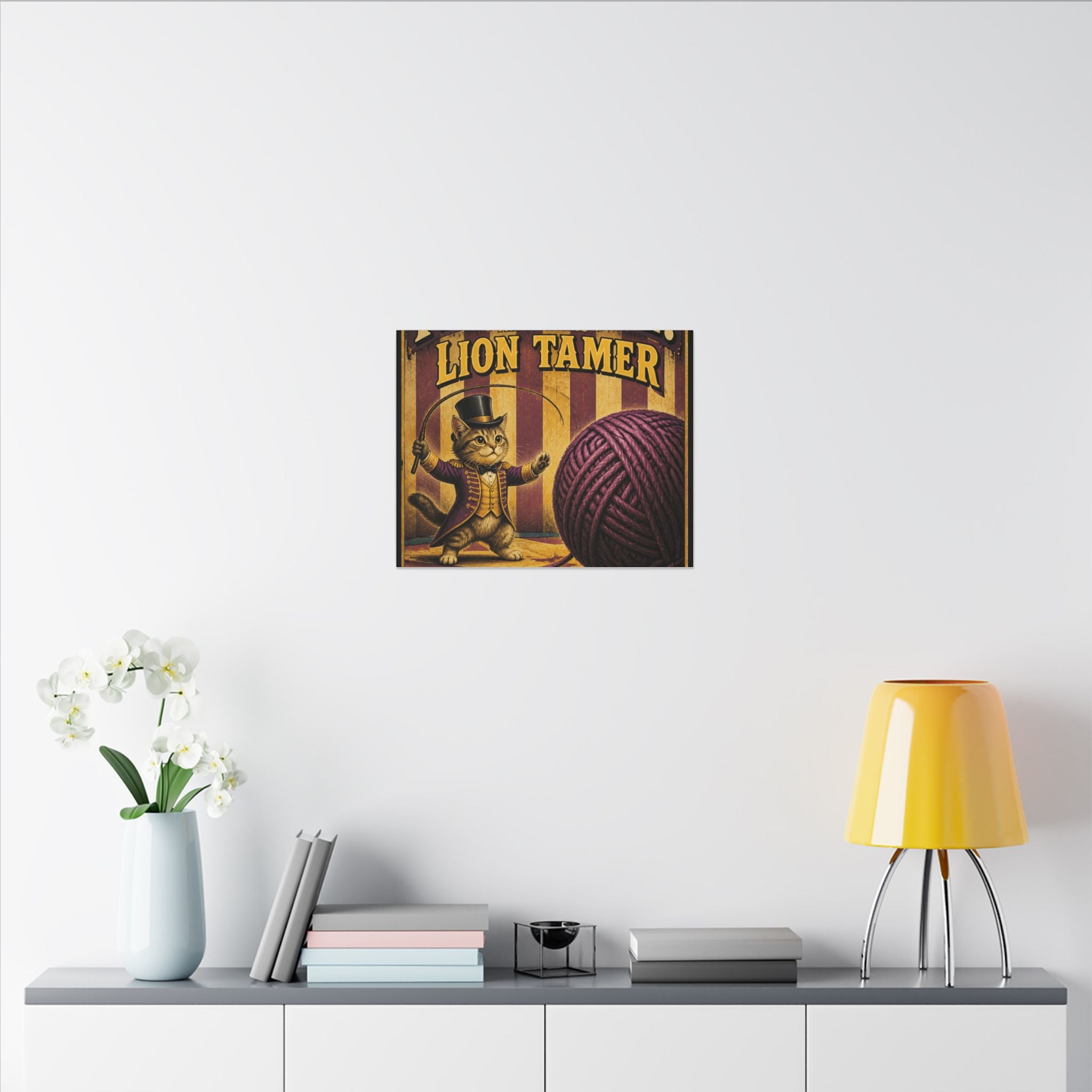 Cat Lion Tamer Wall Art Canvas 24×36 Vintage Circus Bedroom Decor Maximalist Print