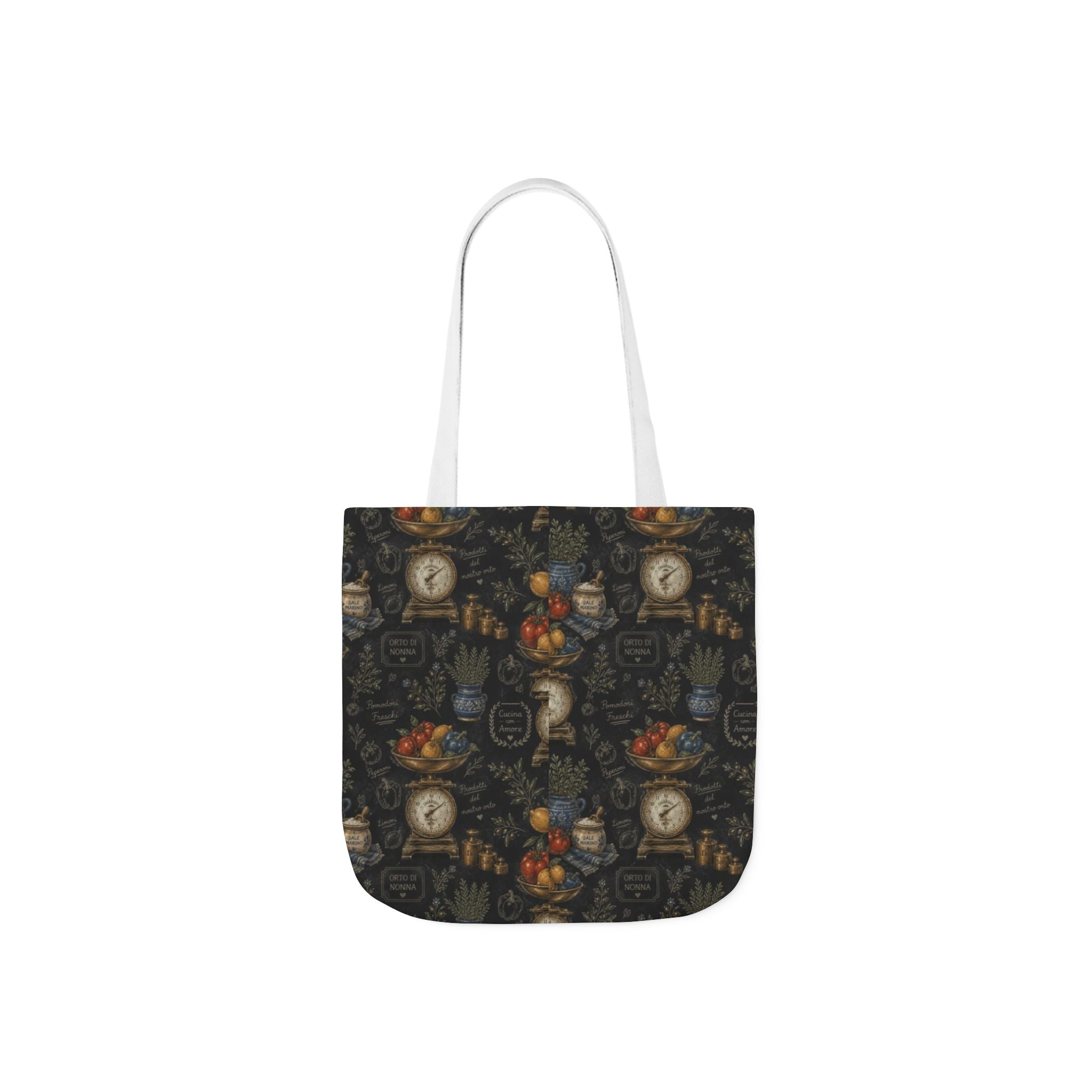 Vintage Kitchen Scale Canvas Tote Bag Mediterranean Kitchen Chalk Art Design Italian Cottagecore Gift
