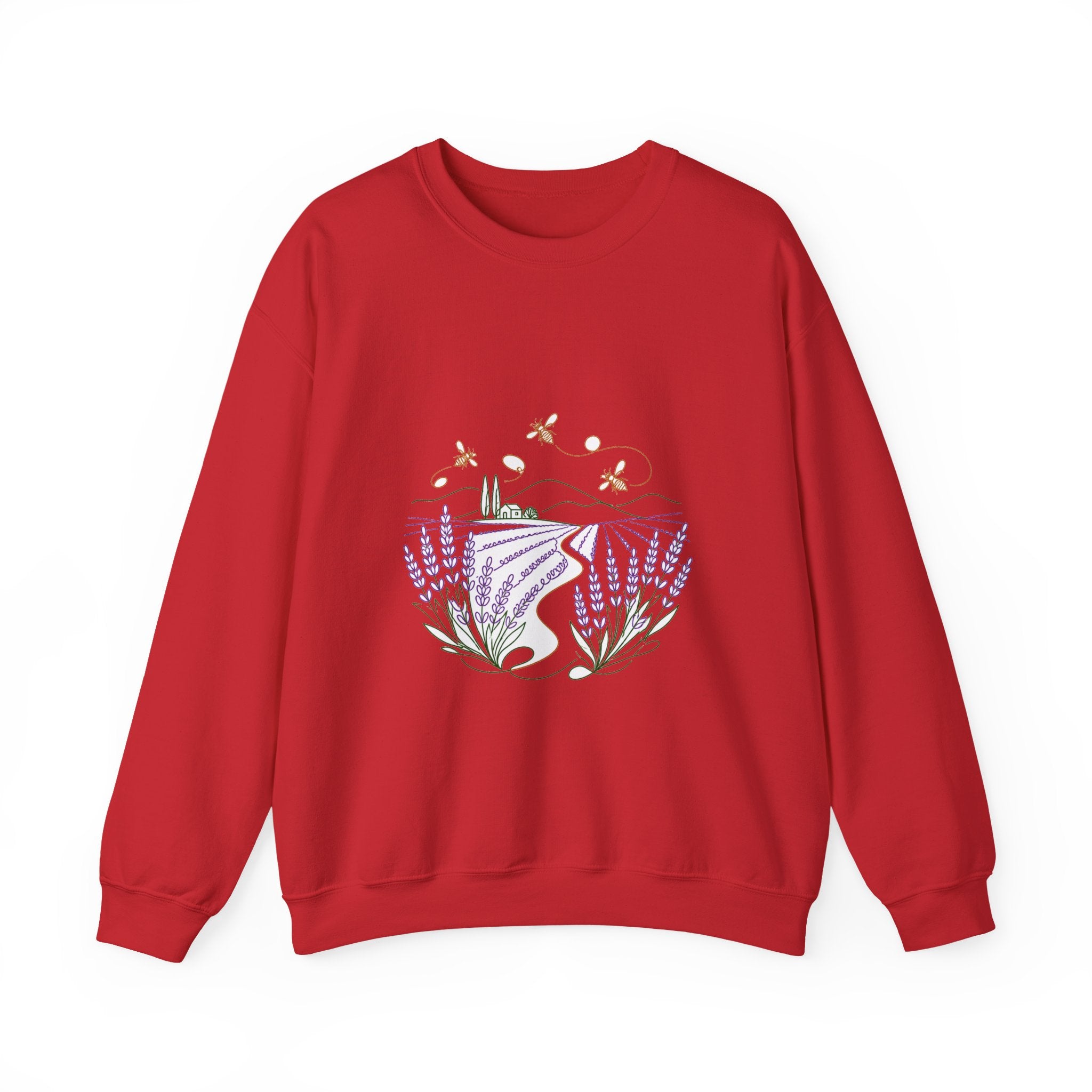 Matching Couple Sweatshirt - Lavender Fields & Canyon Matching Couple Premium Fleece Sweatshirt Minimalist Art His Hers Christmas Gift - Design A