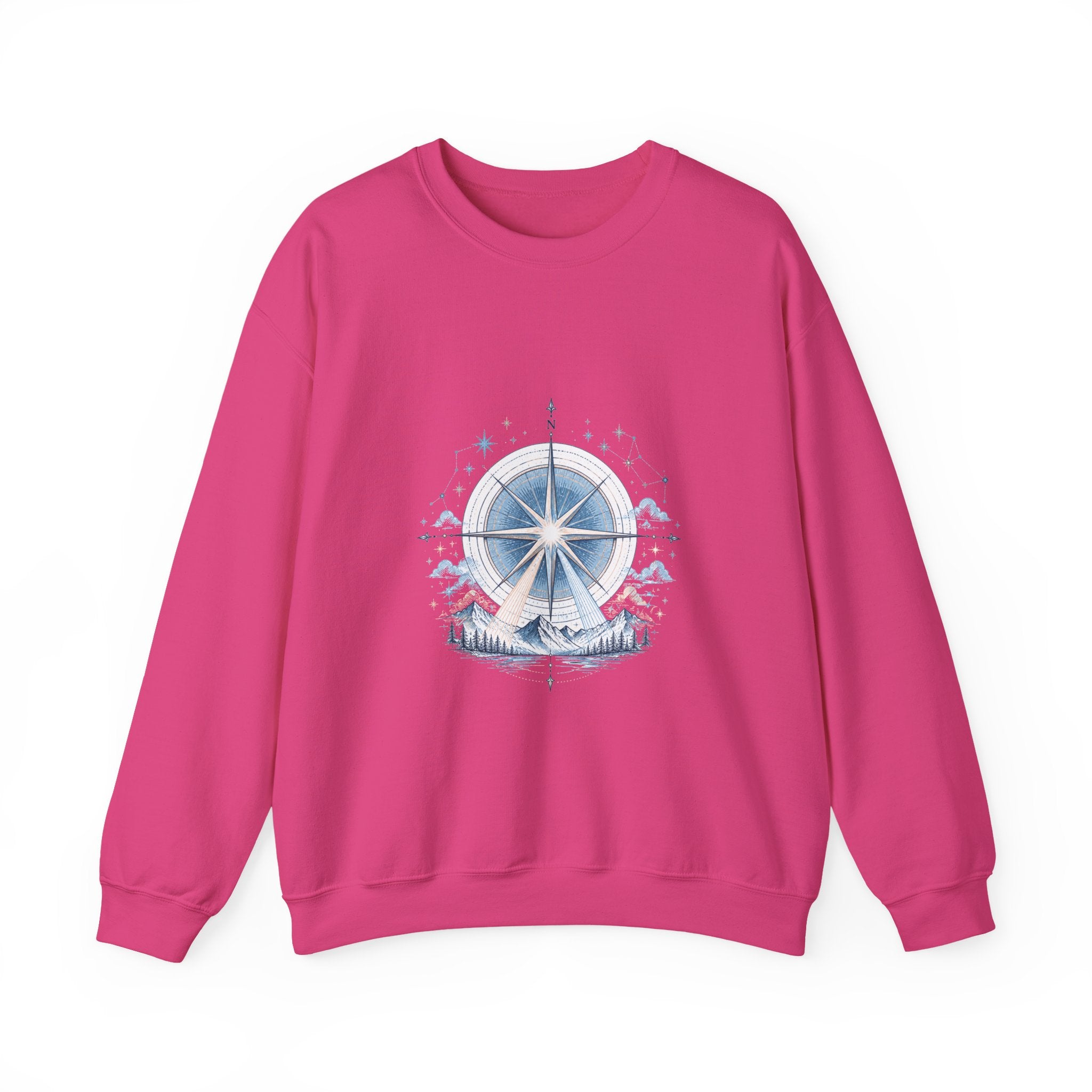 Matching Couple Sweatshirt - Shooting Star & North Star Matching Couple Premium Fleece Sweatshirt Hand-Drawn Art His Hers Anniversary Gift - Design B