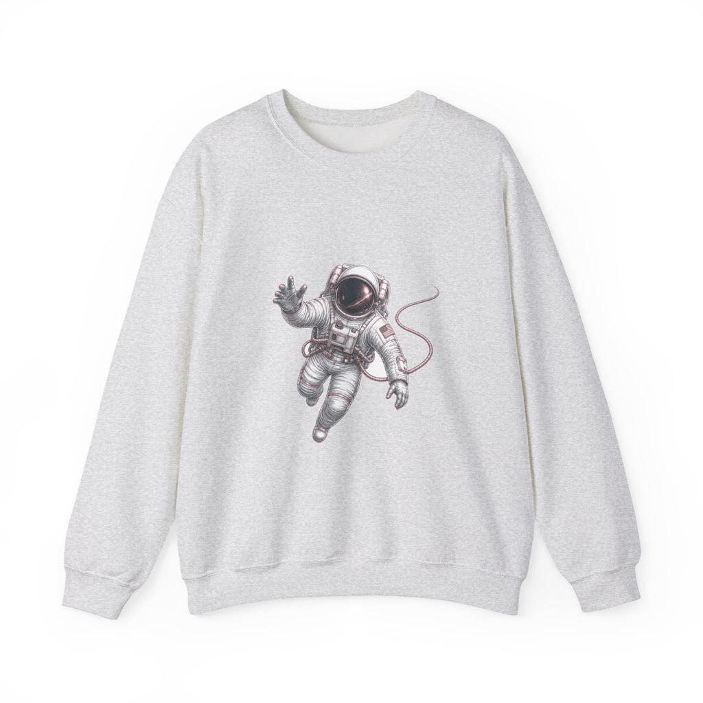 Matching Couple Sweatshirt - Astronaut & Planet Matching Couple Crewneck Sweatshirt Hand-Drawn Art His Hers Best Friend Gift - Design A