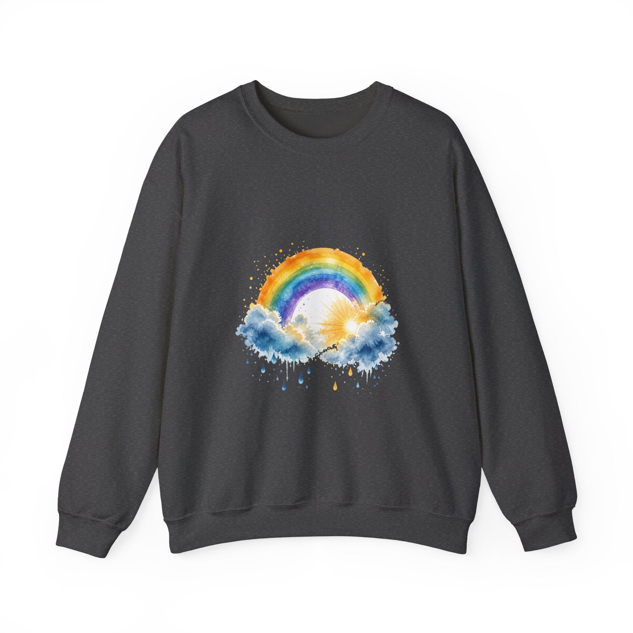 Matching Couple Sweatshirt - Storm & Rainbow Matching Couple Premium Fleece Sweatshirt Watercolor Art His Hers Birthday Gift - Design B