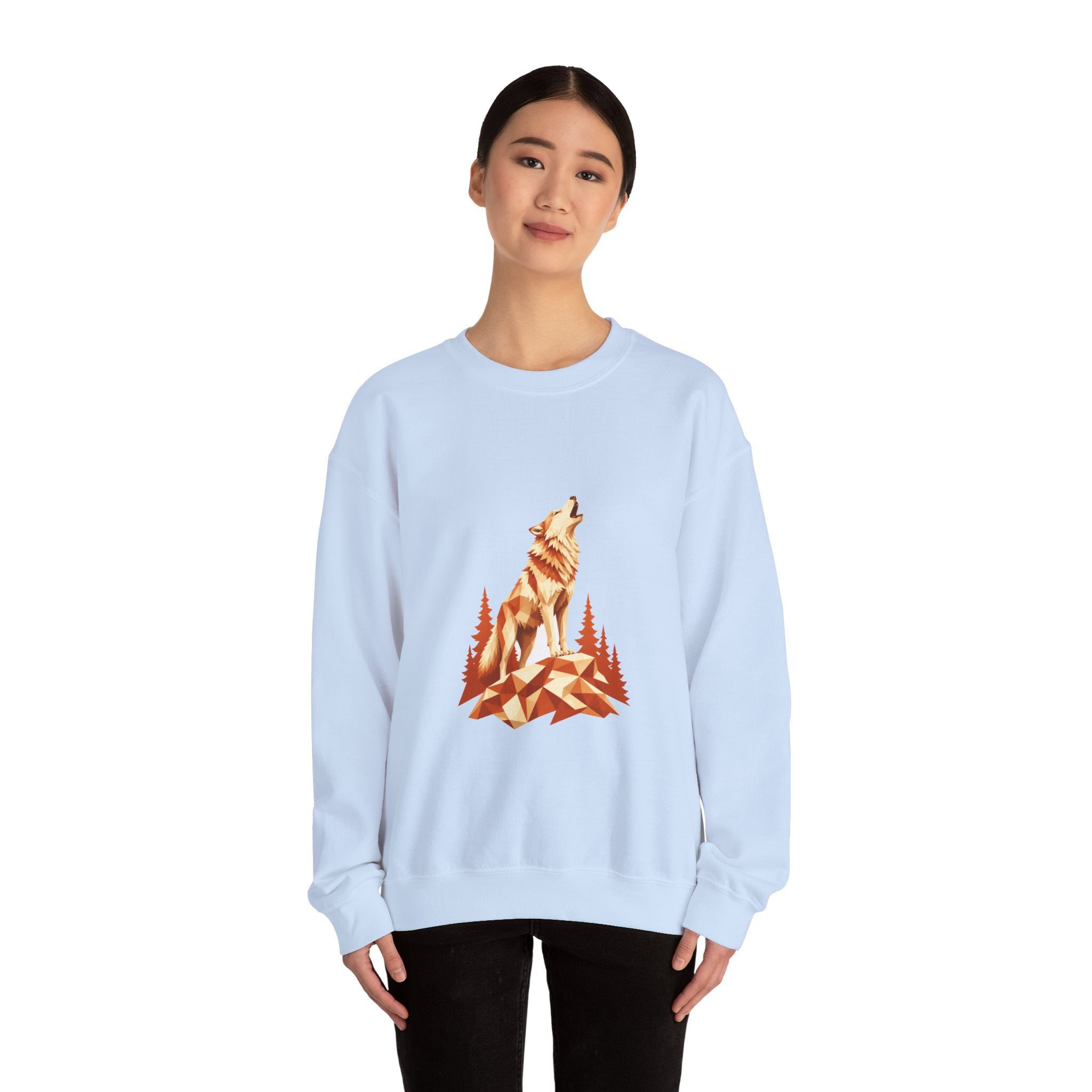 Matching Couple Sweatshirt - Wolf & Dove Matching Couple Crewneck Sweatshirt Geometric Art His Hers Couple Gift - Design A