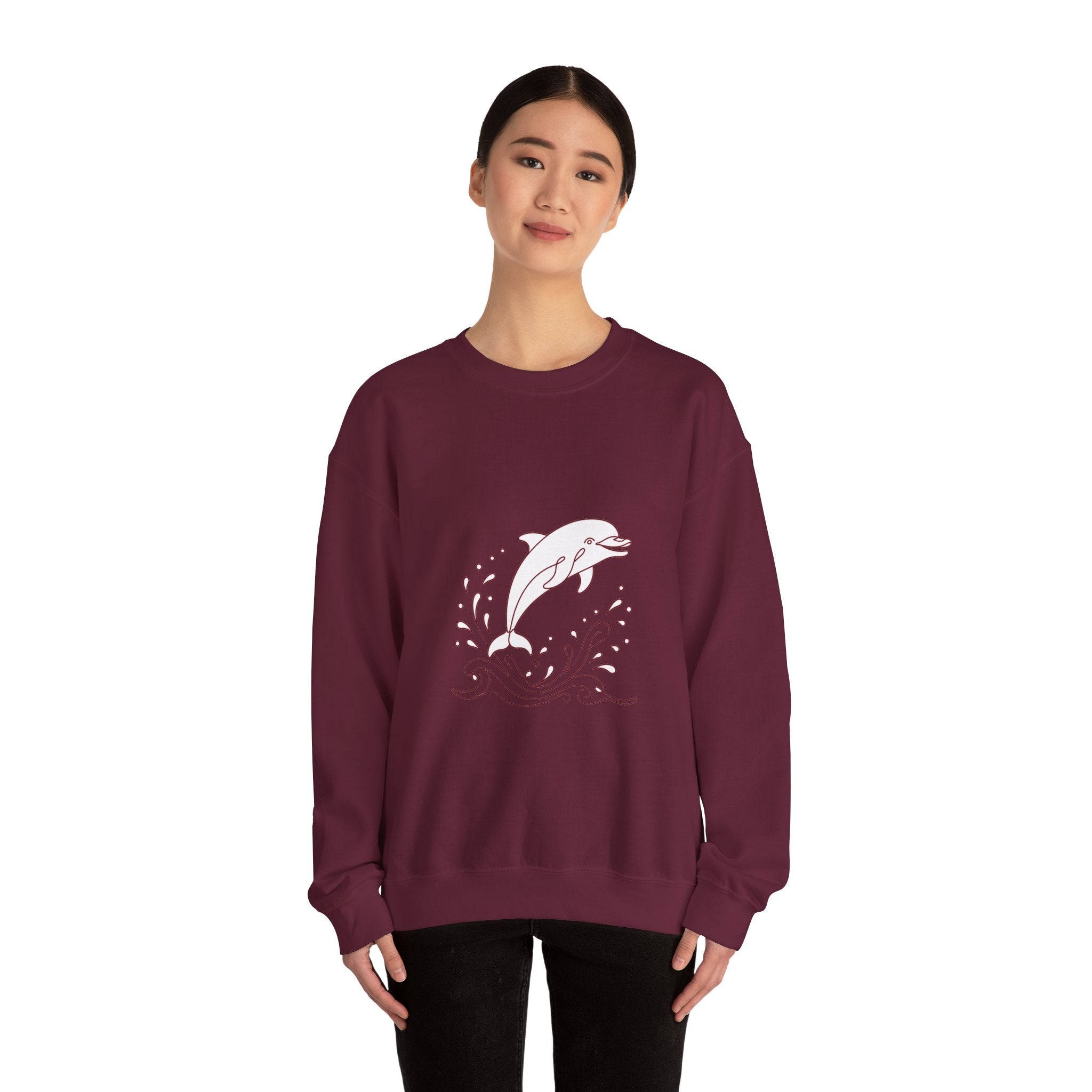 Matching Couple Sweatshirt - Shark & Dolphin Matching Couple Comfort Colors Crew Minimalist Art His Hers Christmas Gift - Design B