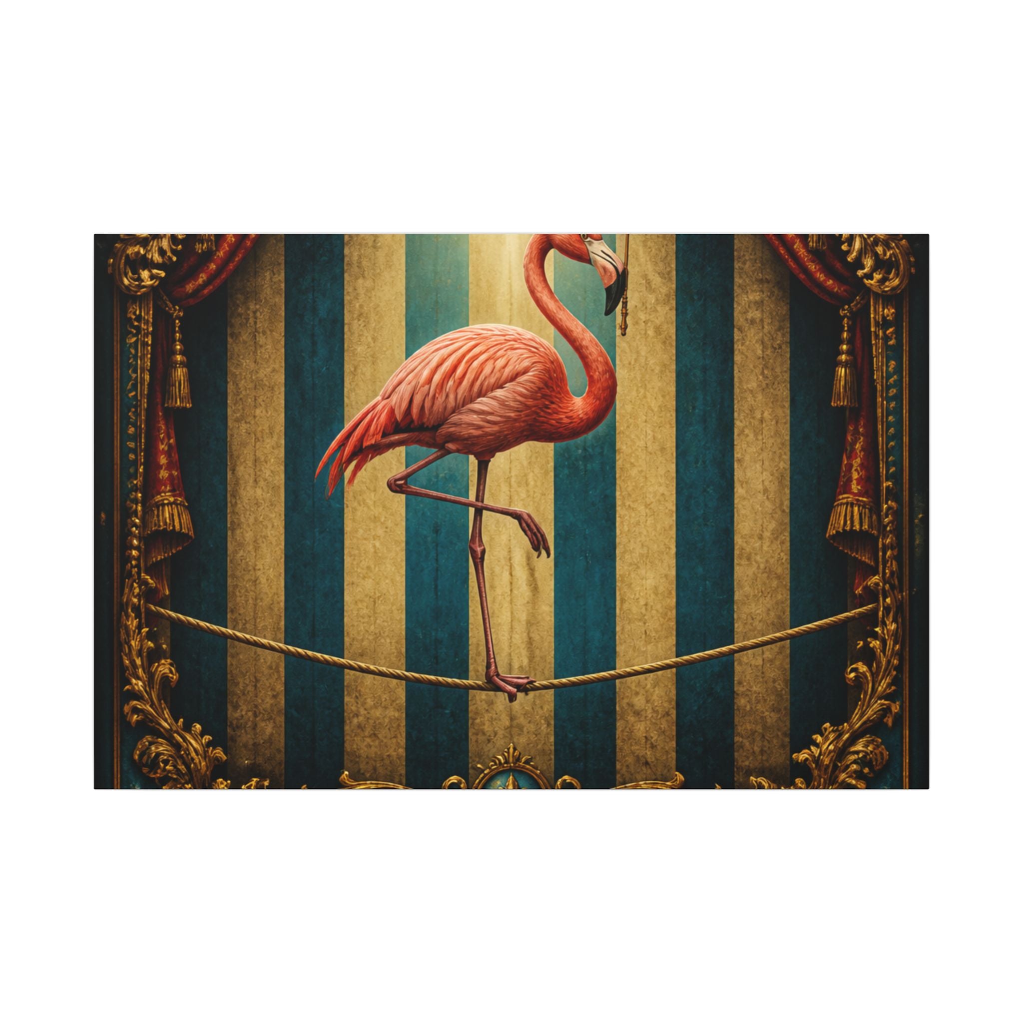 Flamingo Tightrope Wall Art Canvas 24×36 Baroque Studio Decor Maximalist Print