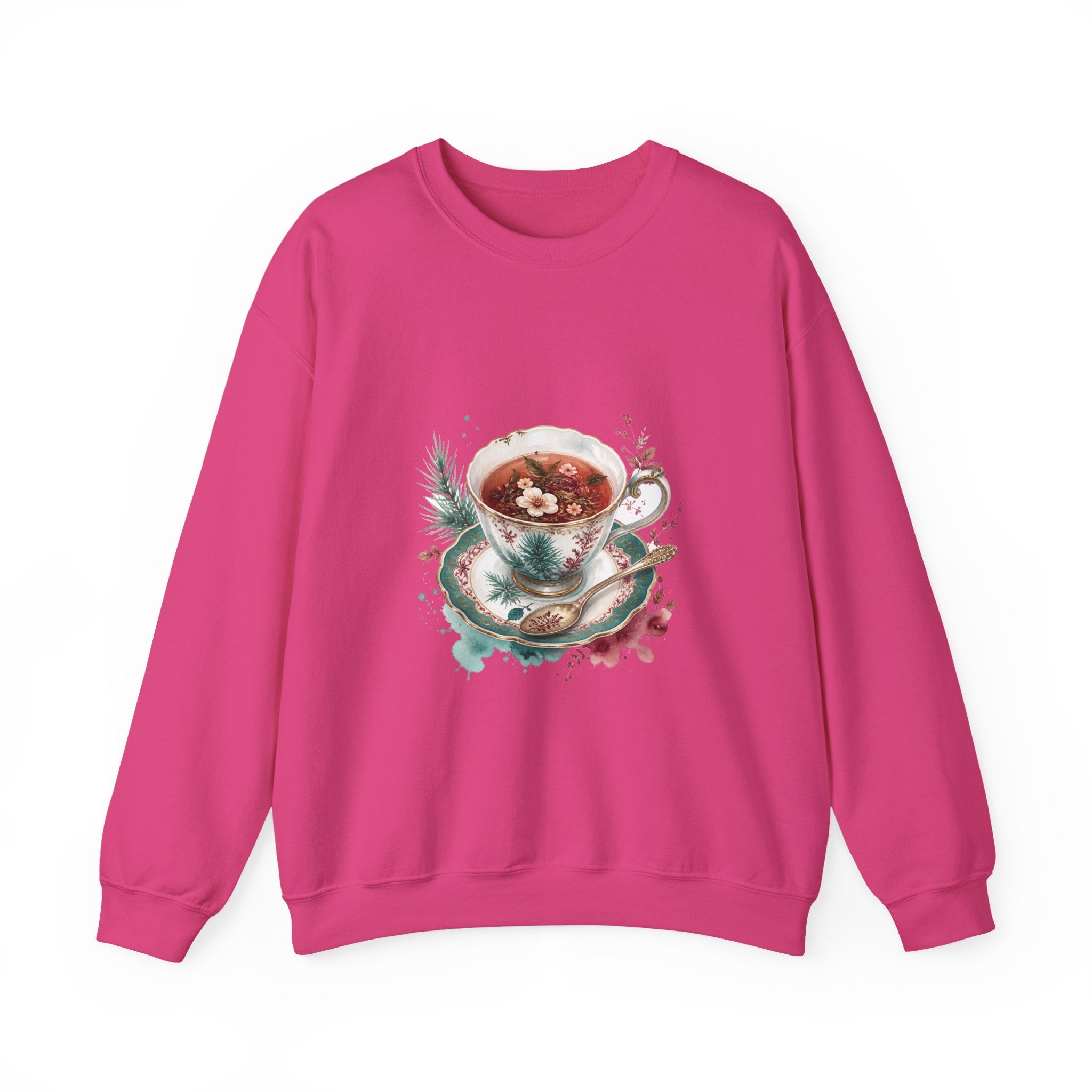 Matching Couple Sweatshirt - Coffee & Tea Matching Couple Comfort Colors Crew Watercolor Art His Hers Birthday Gift - Design B