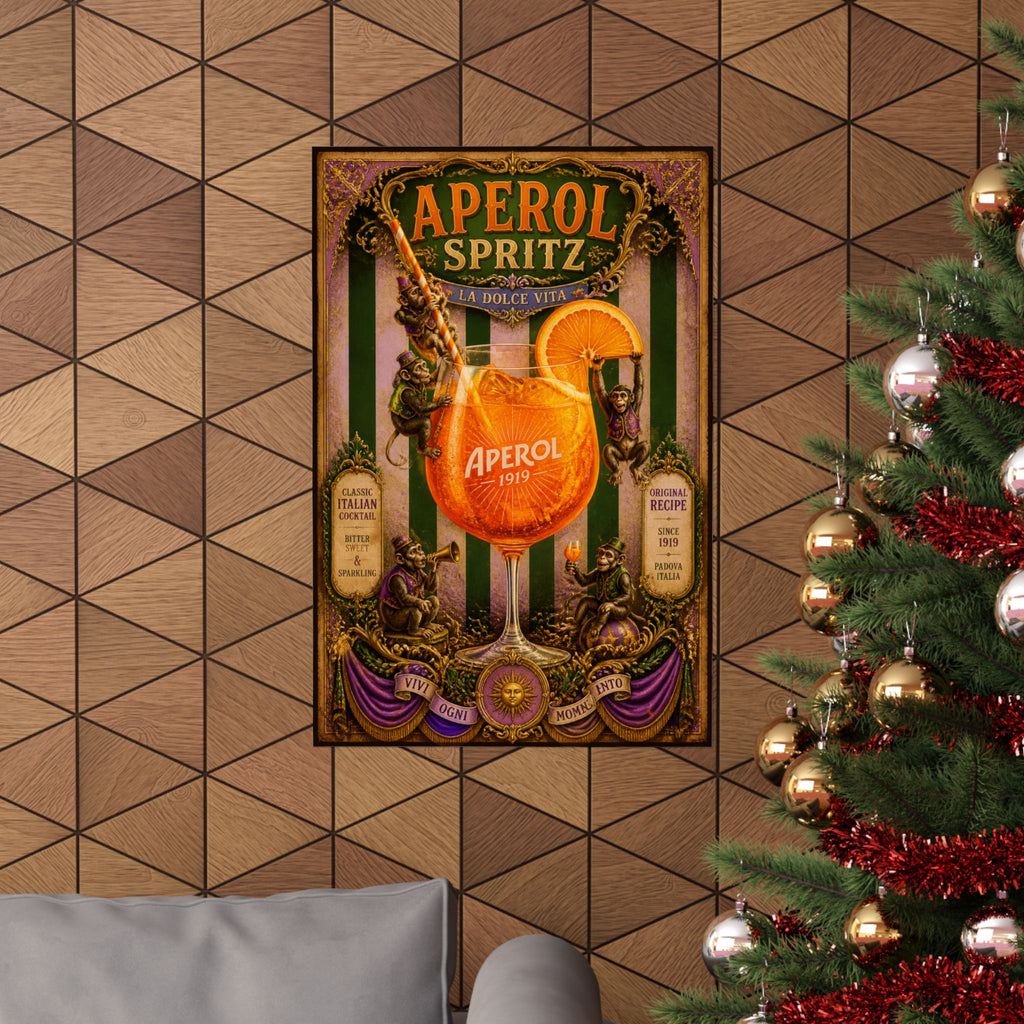 Aperol Spritz Monkeys Wall Art Poster 18×24 Baroque Home Office Decor Maximalist Print