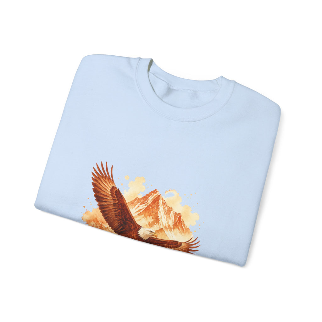 Matching Couple Sweatshirt - Eagle & Whale Matching Couple Premium Fleece Sweatshirt Watercolor Art His Hers Birthday Gift - Design A
