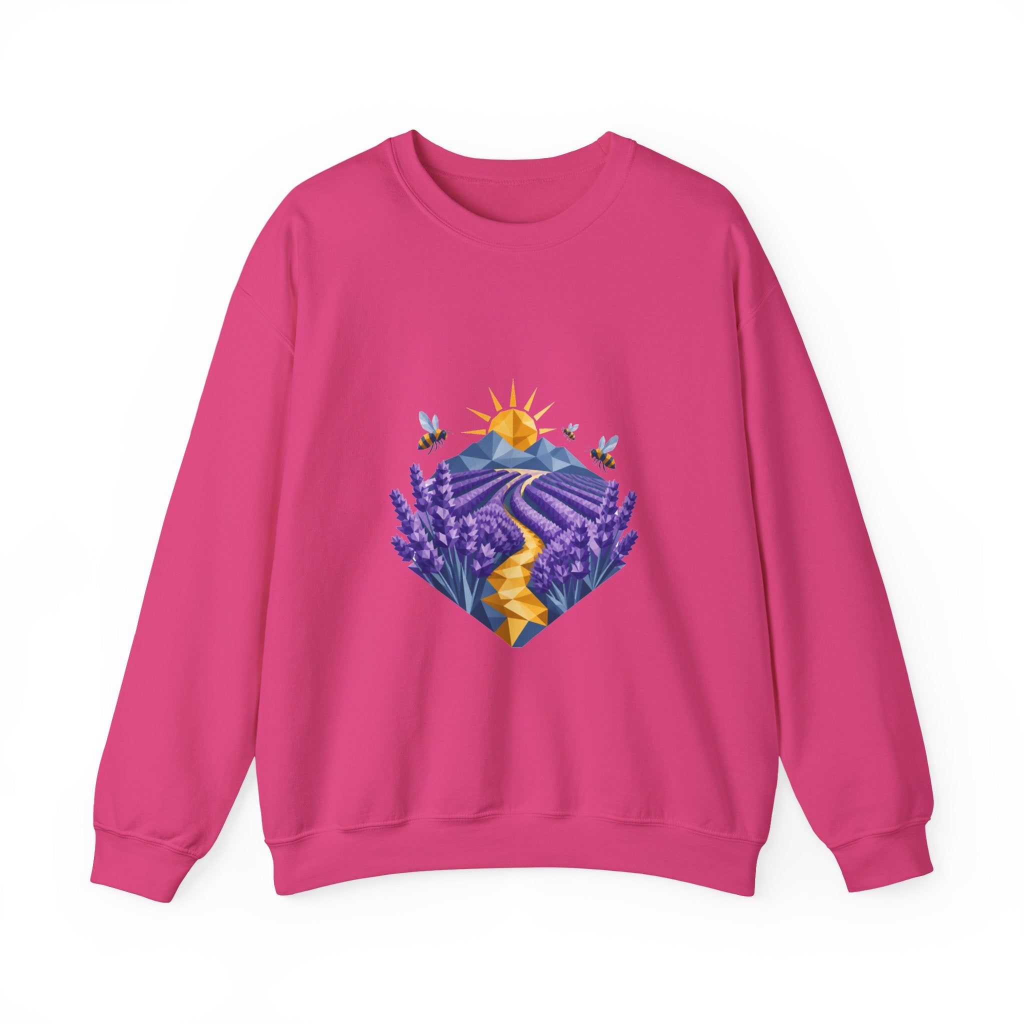 Matching Couple Sweatshirt - Lavender Fields & Canyon Matching Couple Premium Fleece Sweatshirt Geometric Art His Hers Love Gift - Design A