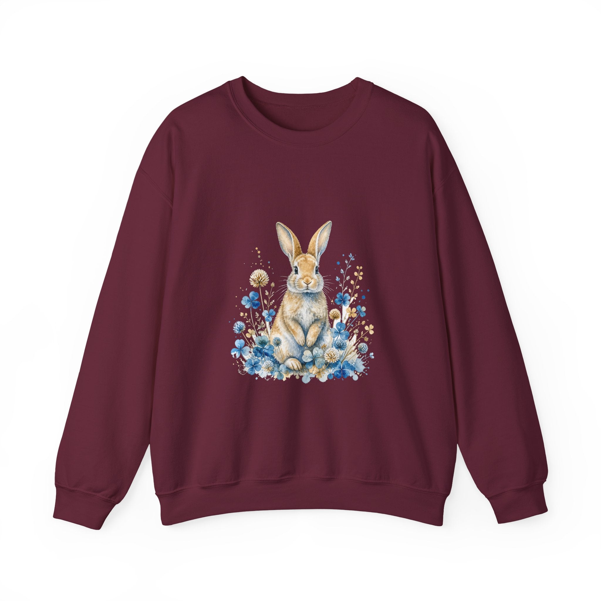 Matching Couple Sweatshirt - Fox & Rabbit Matching Couple Premium Fleece Sweatshirt Watercolor Art His Hers Birthday Gift - Design B