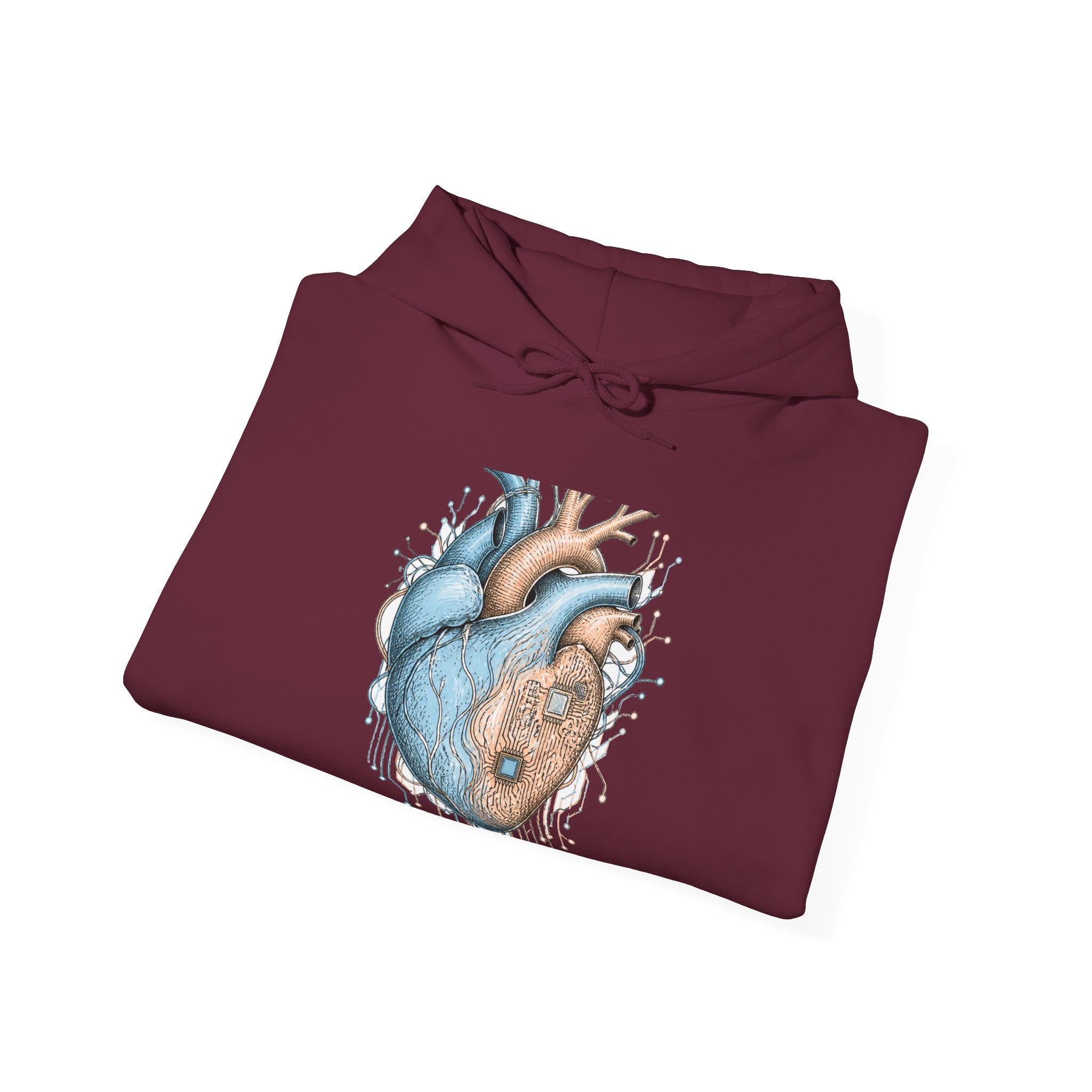 Matching Couple Sweatshirt - Robot & Heart Matching Couple Hooded Sweatshirt Hand-Drawn Art His Hers Best Friend Gift - Design B