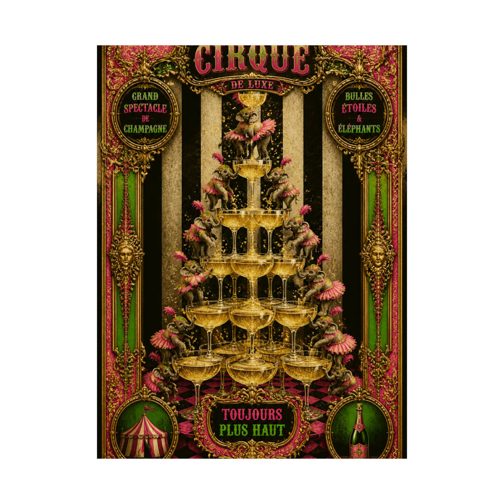 Champagne Tower Elephants Wall Art Poster 18×24 Baroque Home Office Decor Maximalist Print