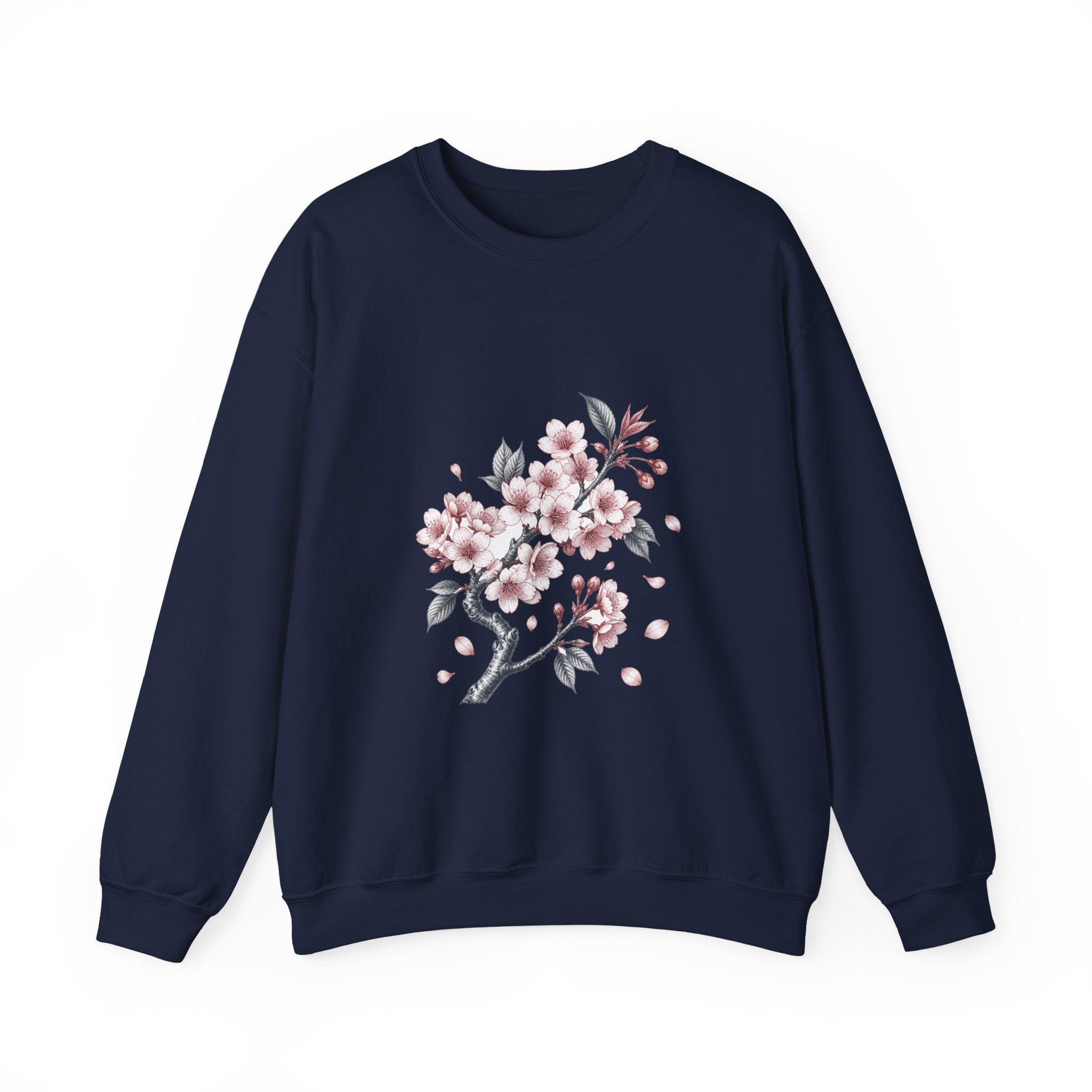 Matching Couple Sweatshirt - Cherry Blossom & Maple Leaf Matching Couple Crewneck Sweatshirt Vintage Art His Hers Wedding Gift - Design A