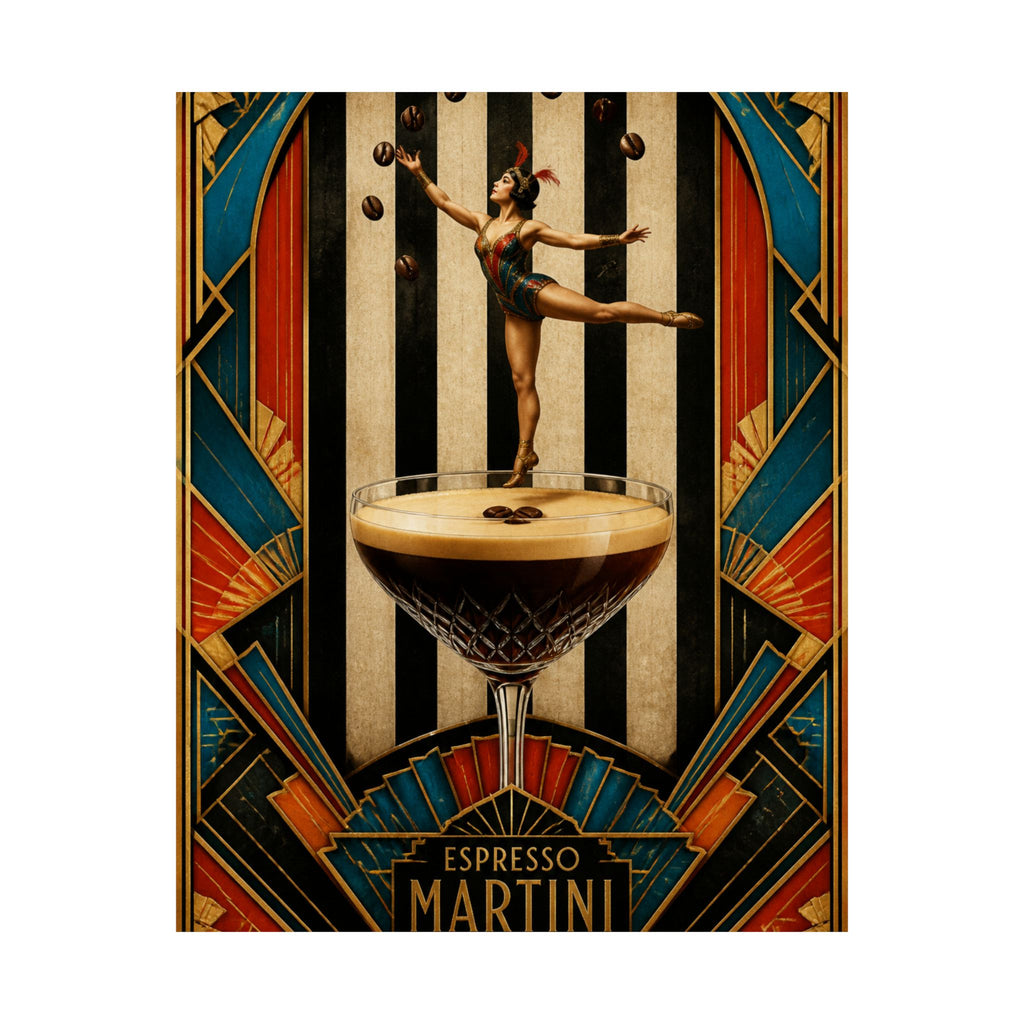 Espresso Martini Acrobat Wall Art Poster 18×24 Art Deco Entryway Decor Maximalist Print