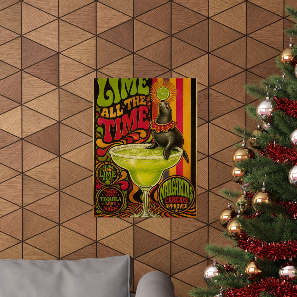 Margarita Balancing Seal Wall Art Poster 24×36 Psychedelic Dining Room Decor Maximalist Print