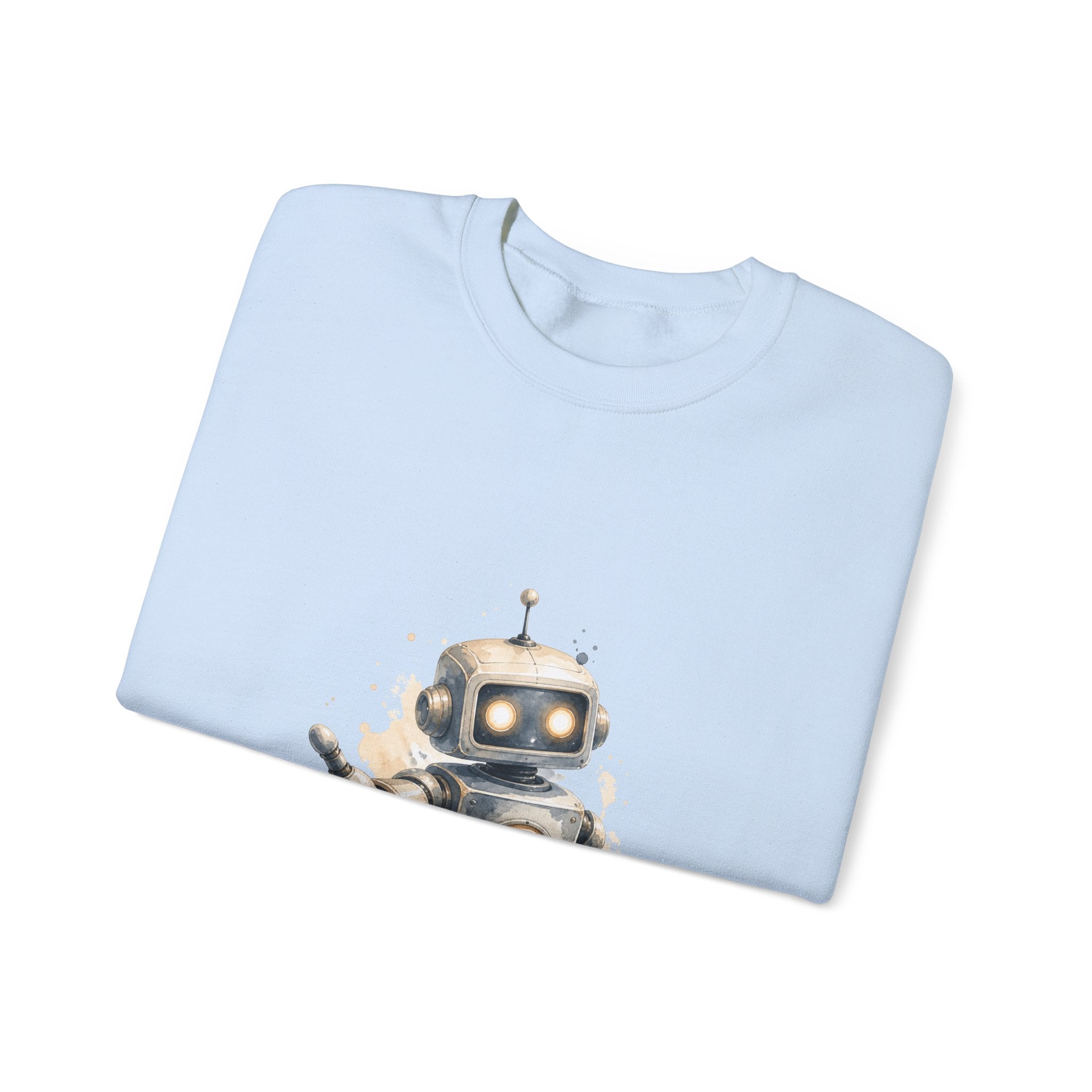 Matching Couple Sweatshirt - Robot & Heart Matching Couple Comfort Colors Crew Watercolor Art His Hers Birthday Gift - Design A