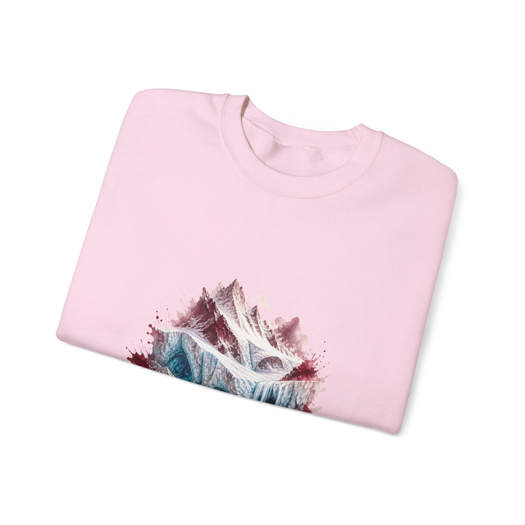Matching Couple Sweatshirt - Volcano & Glacier Matching Couple Comfort Colors Crew Watercolor Art His Hers Birthday Gift - Design B