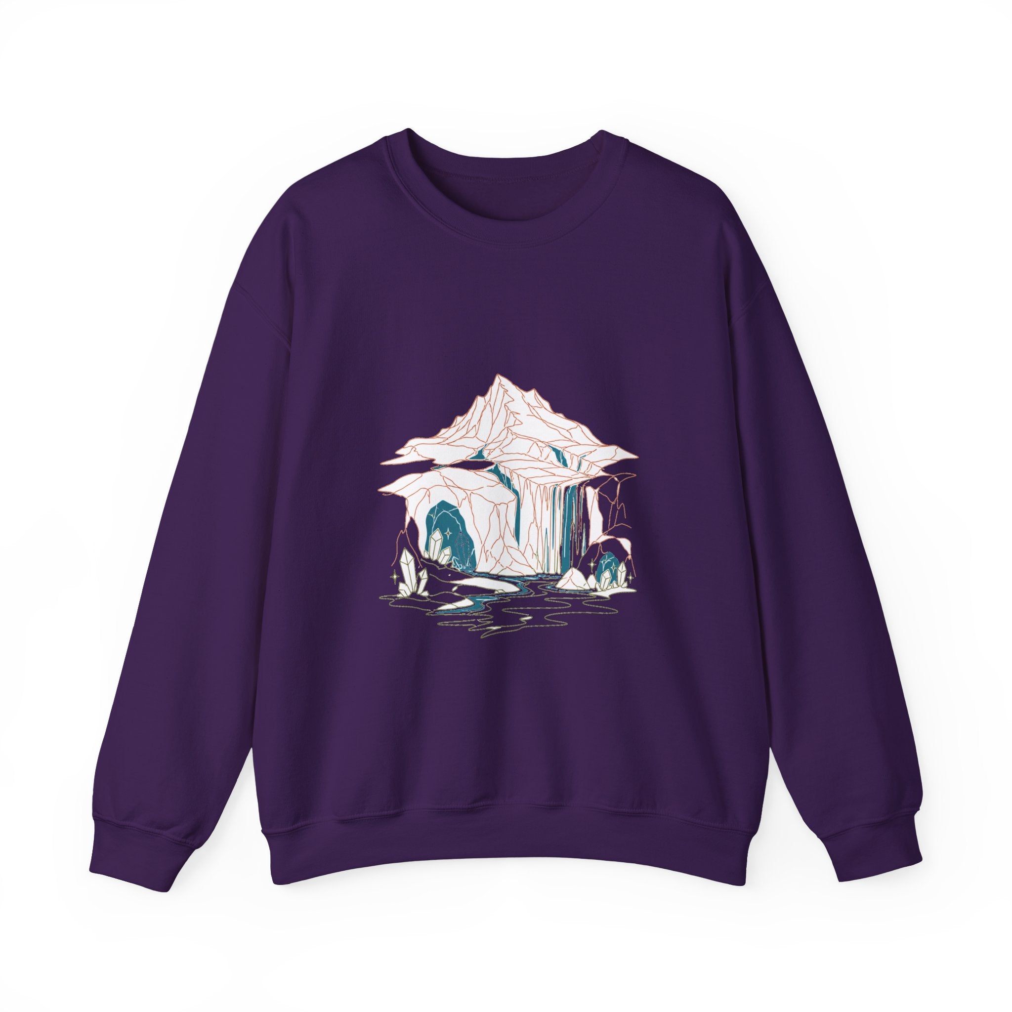 Matching Couple Sweatshirt - Volcano & Glacier Matching Couple Crewneck Sweatshirt Minimalist Art His Hers Valentine Gift - Design B