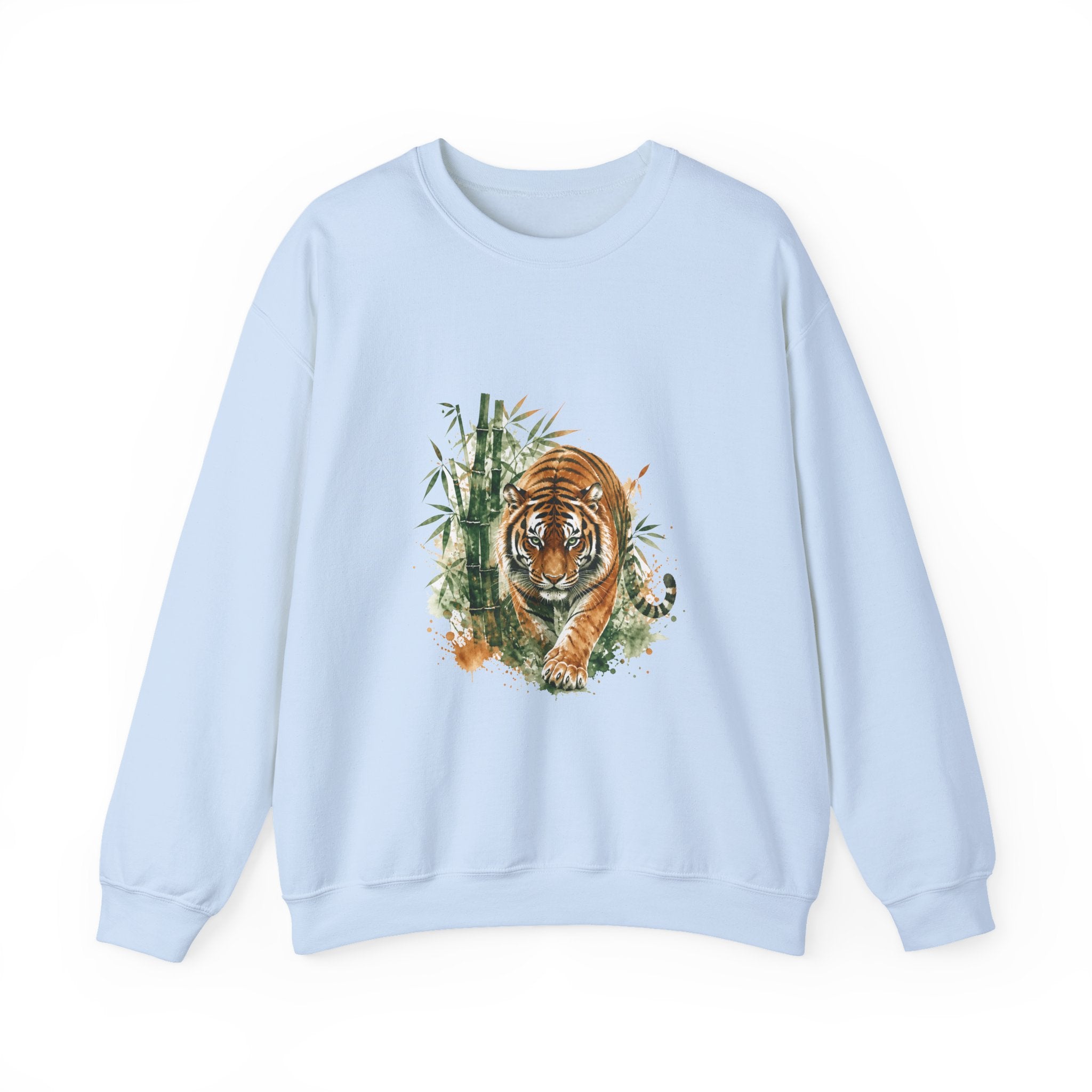 Matching Couple Sweatshirt - Tiger & Crane Matching Couple Premium Fleece Sweatshirt Watercolor Art His Hers Birthday Gift - Design A