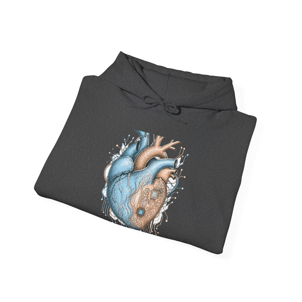 Matching Couple Sweatshirt - Robot & Heart Matching Couple Hooded Sweatshirt Hand-Drawn Art His Hers Best Friend Gift - Design B