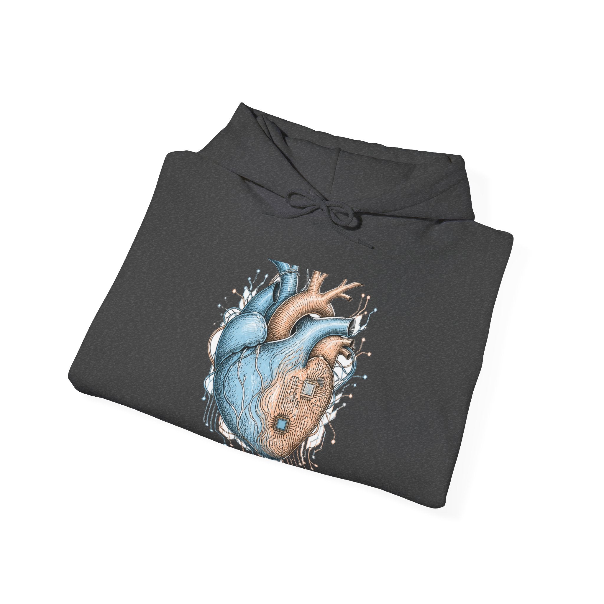 Matching Couple Sweatshirt - Robot & Heart Matching Couple Hooded Sweatshirt Hand-Drawn Art His Hers Best Friend Gift - Design B