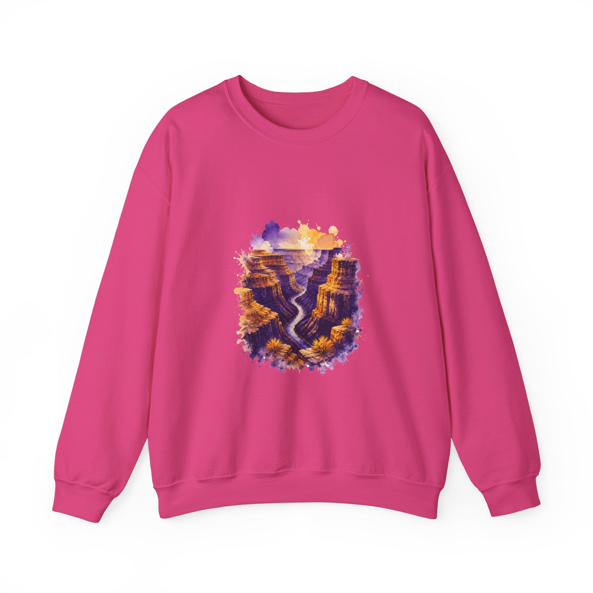 Matching Couple Sweatshirt - Lavender Fields & Canyon Matching Couple Premium Fleece Sweatshirt Watercolor Art His Hers Birthday Gift - Design B