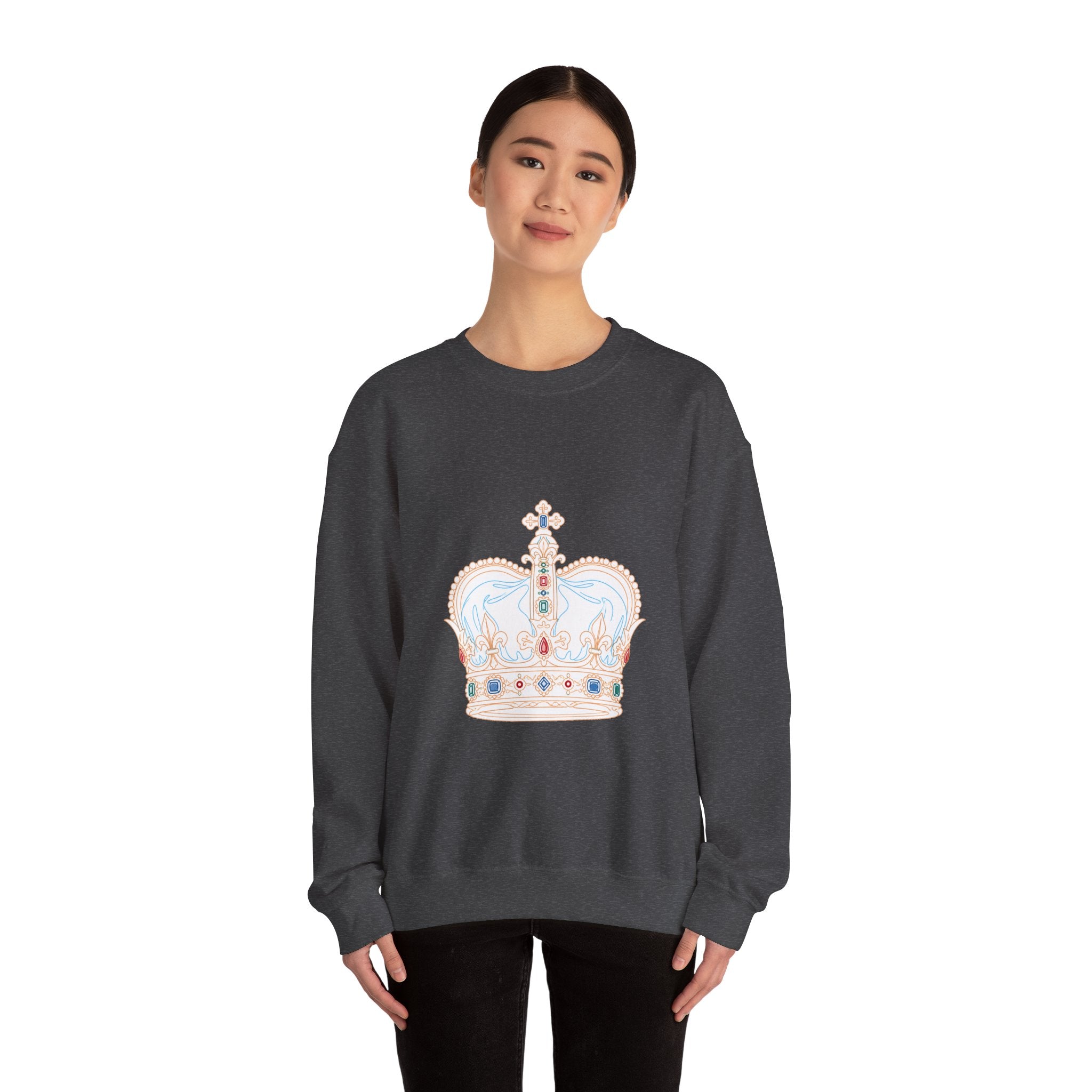 Matching Couple Sweatshirt - Crown & Shield Matching Couple Comfort Colors Crew Minimalist Art His Hers Christmas Gift - Design A