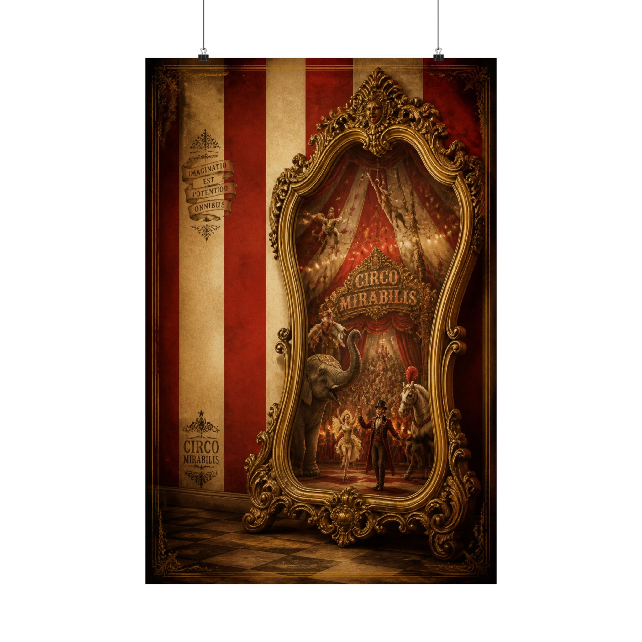 Vintage Mirror Circus Wall Art Poster 18×24 Baroque Home Office Decor Maximalist Print