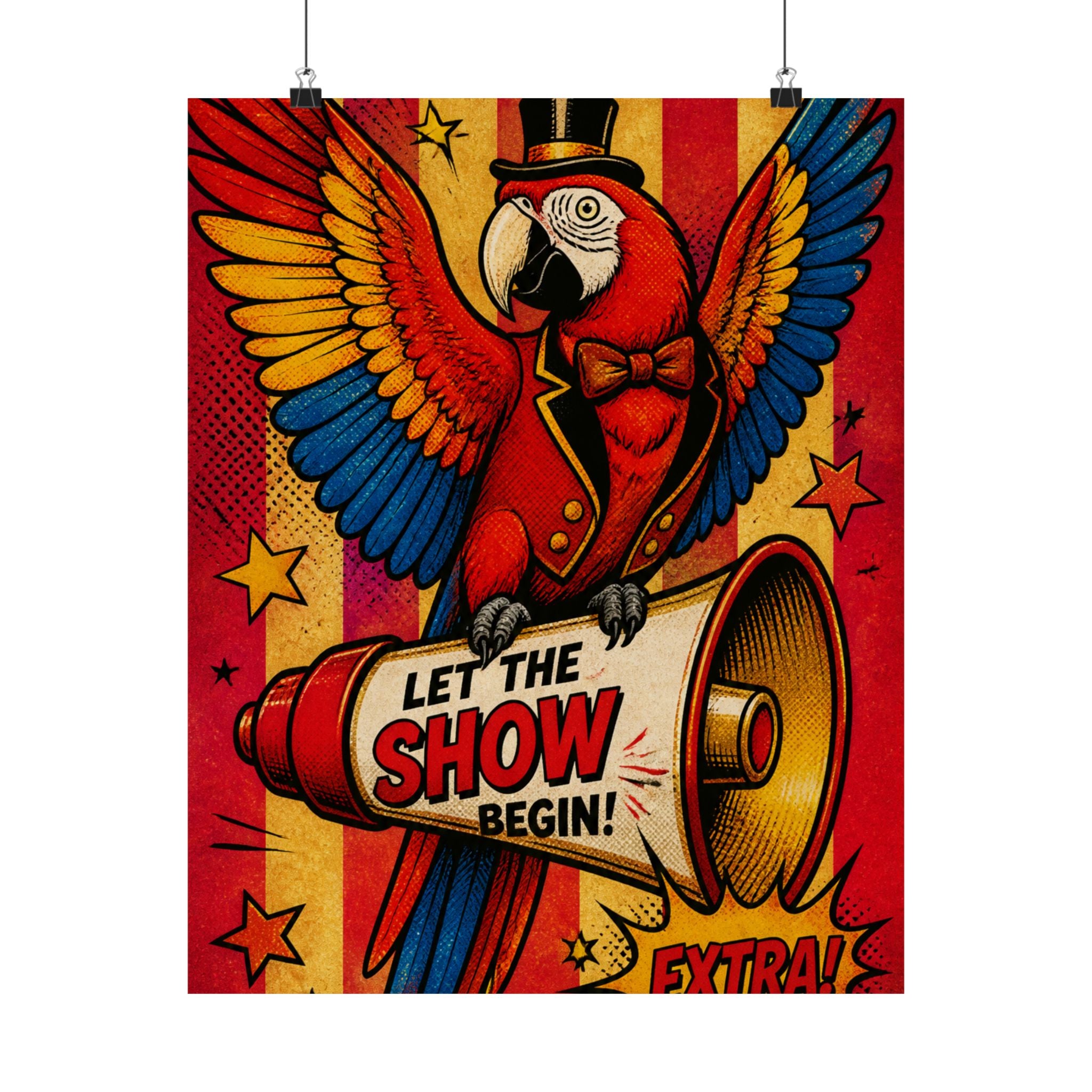 Parrot Ringmaster Wall Art Poster 24×36 Pop Art Restaurant Decor Maximalist Print