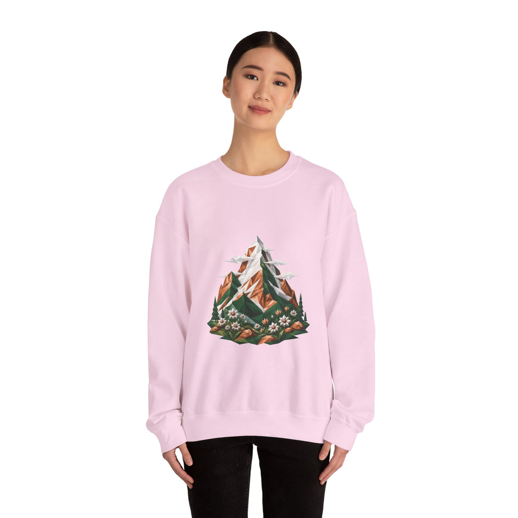Matching Couple Sweatshirt - Mountain & Ocean Matching Couple Premium Fleece Sweatshirt Geometric Art His Hers Love Gift - Design A