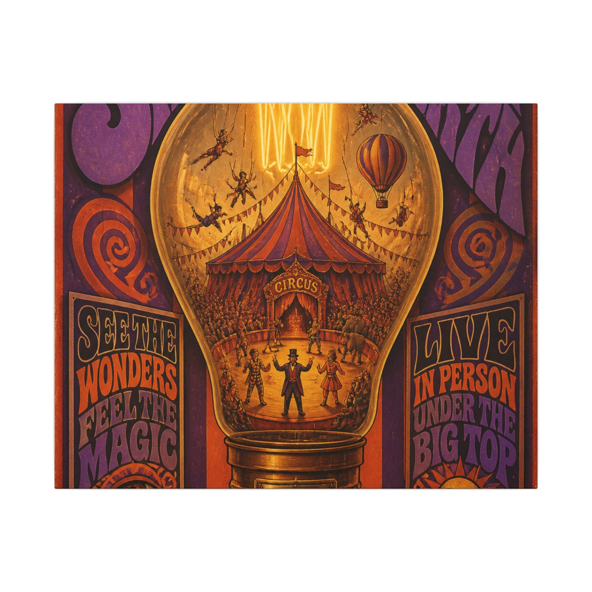 Light Bulb Circus Wall Art Canvas 24×36 Psychedelic Dining Room Decor Maximalist Print