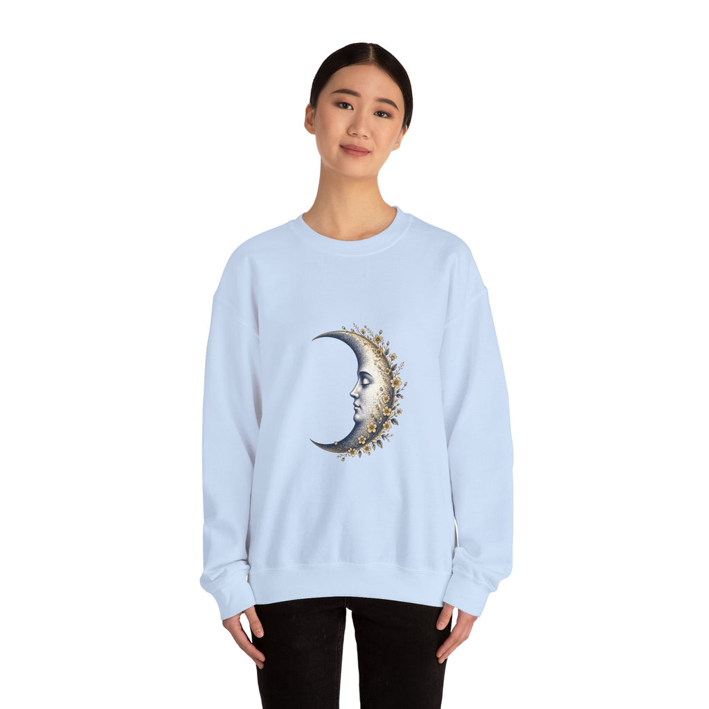 Matching Couple Sweatshirt - Waxing & Waning Moon Matching Couple Premium Fleece Sweatshirt Vintage Art His Hers Honeymoon Gift - Design A
