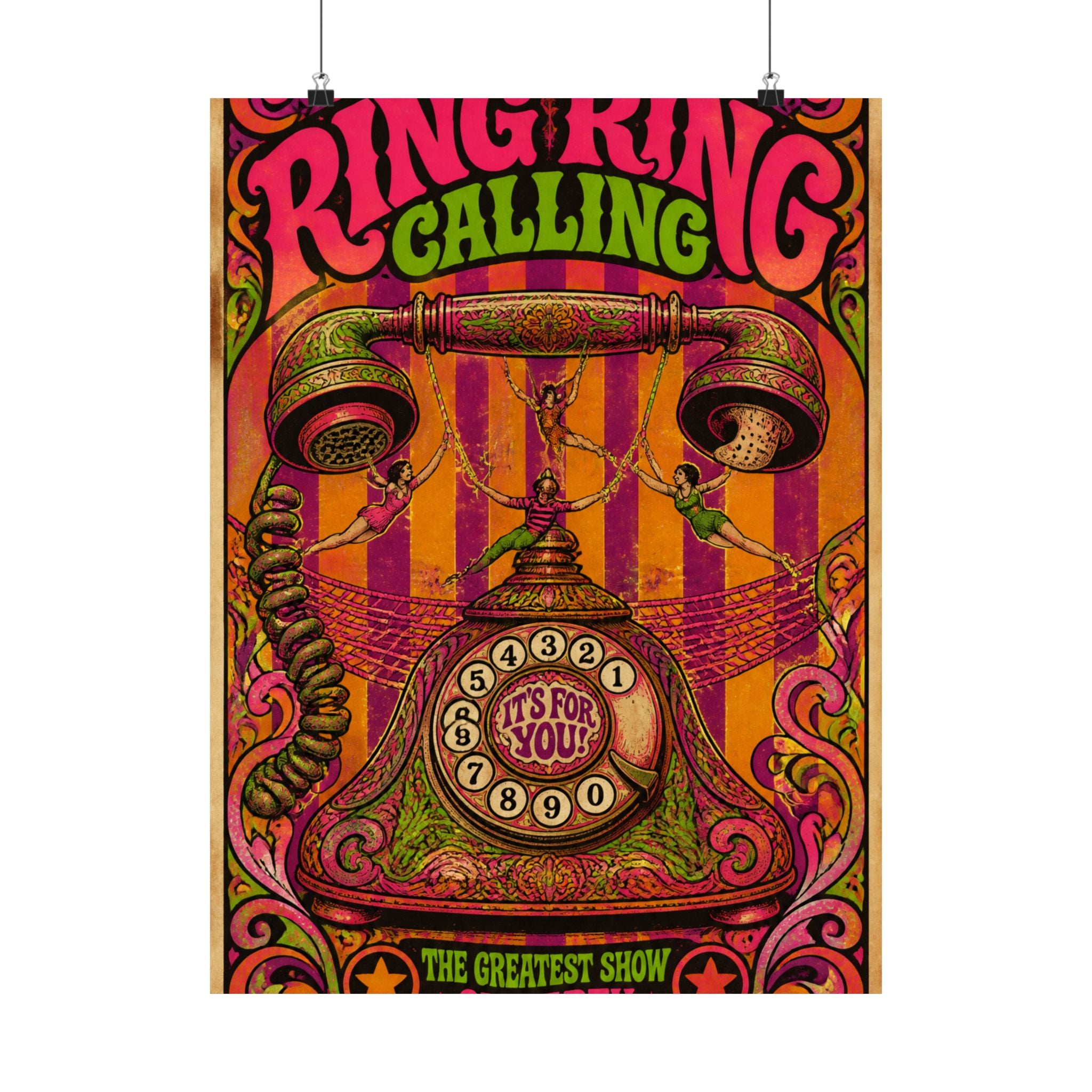 Vintage Telephone Booth Wall Art Poster 24×36 Psychedelic Dining Room Decor Maximalist Print