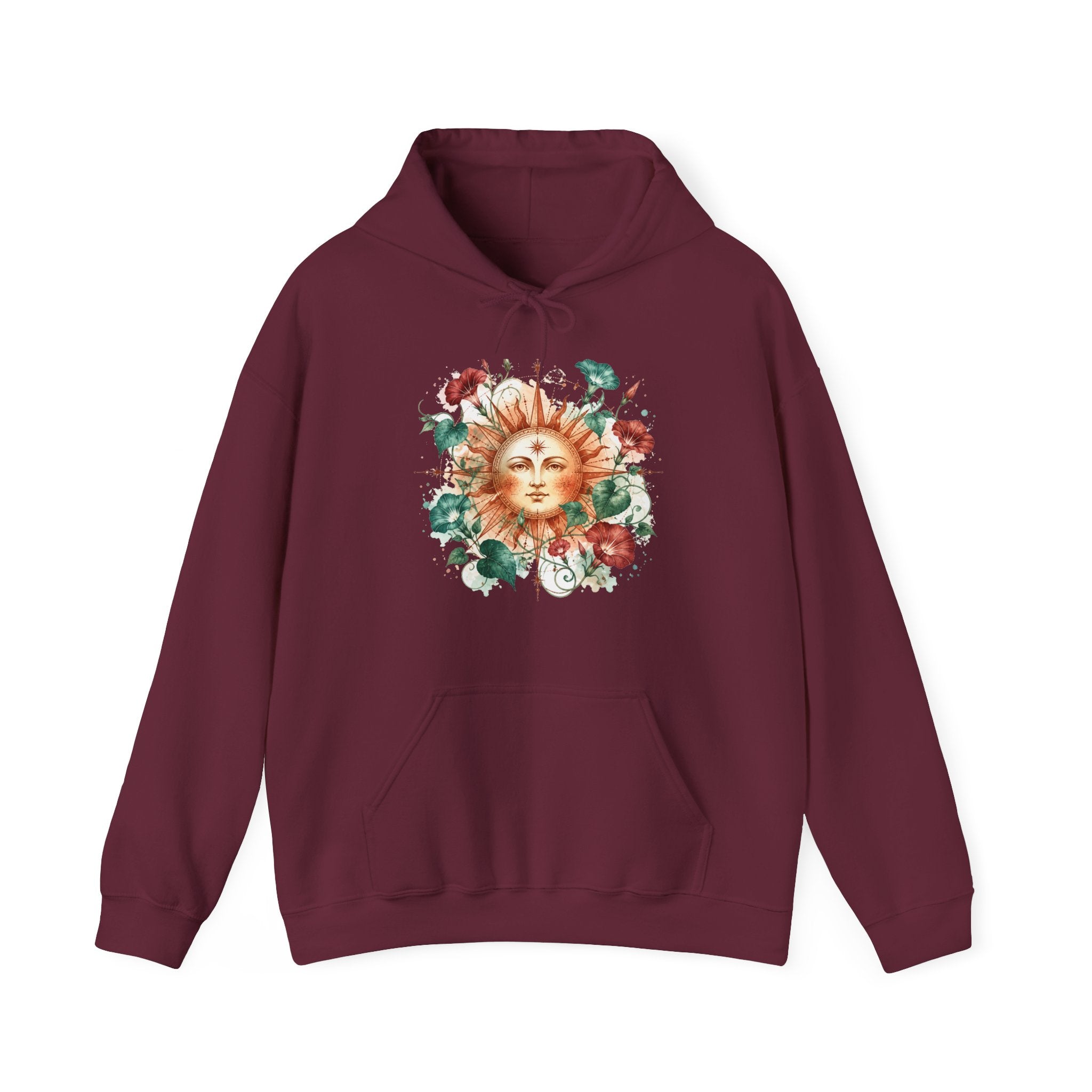 Matching Couple Sweatshirt - Sun & Moon Matching Couple Hooded Sweatshirt Watercolor Art His Hers Engagement Gift - Design B