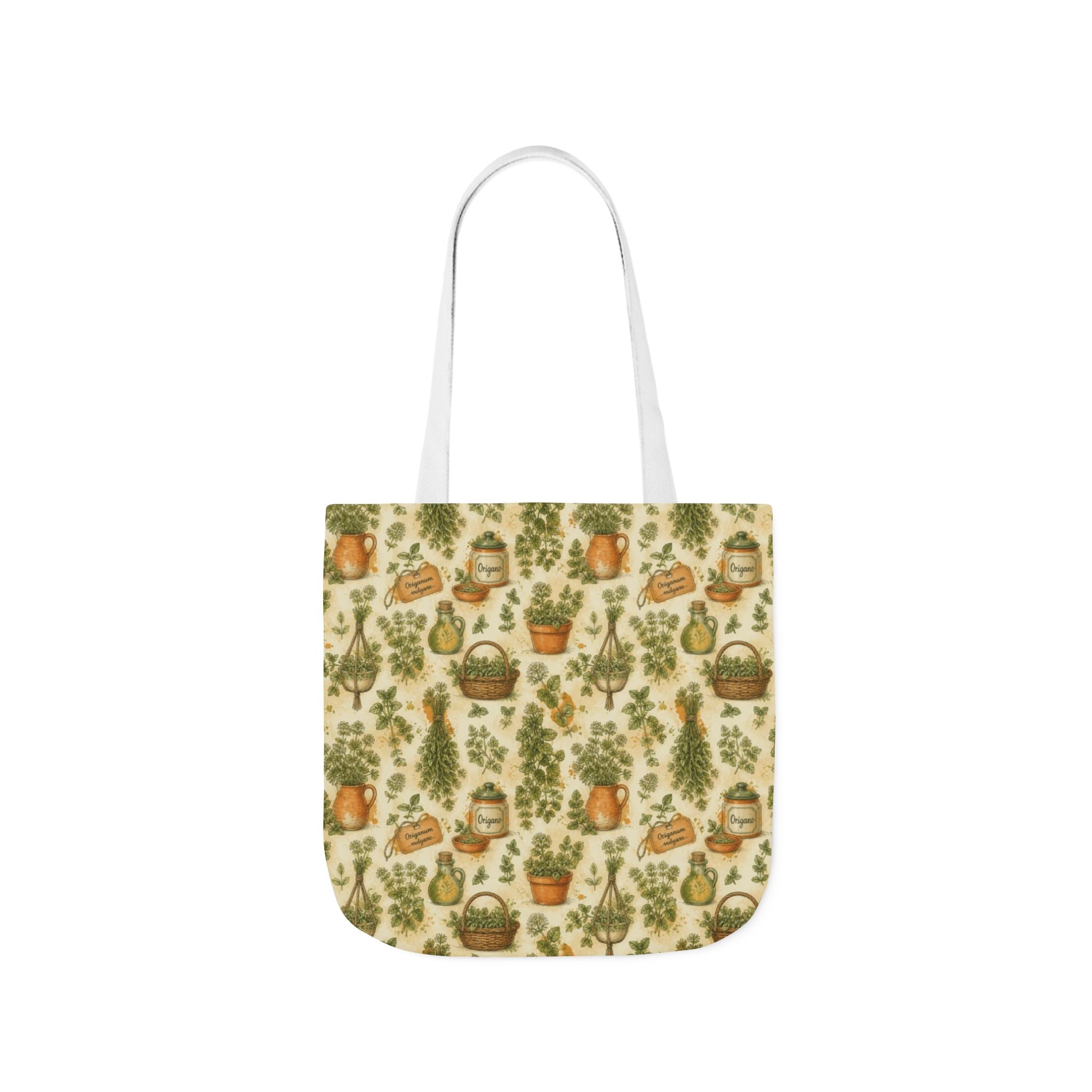 Oregano Sprigs Canvas Tote Bag Mediterranean Kitchen Watercolor Design Italian Cottagecore Gift
