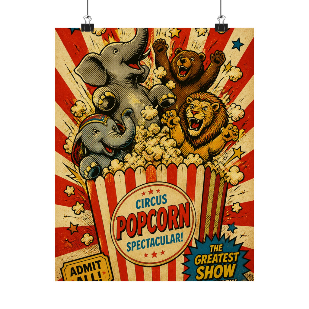 Popcorn Box Animals Wall Art Poster 24×36 Pop Art Restaurant Decor Maximalist Print