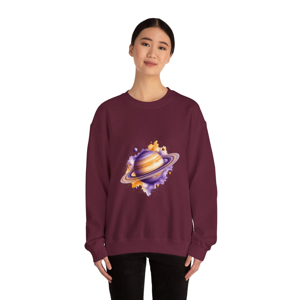 Matching Couple Sweatshirt - Saturn & Jupiter Matching Couple Comfort Colors Crew Watercolor Art His Hers Birthday Gift - Design A