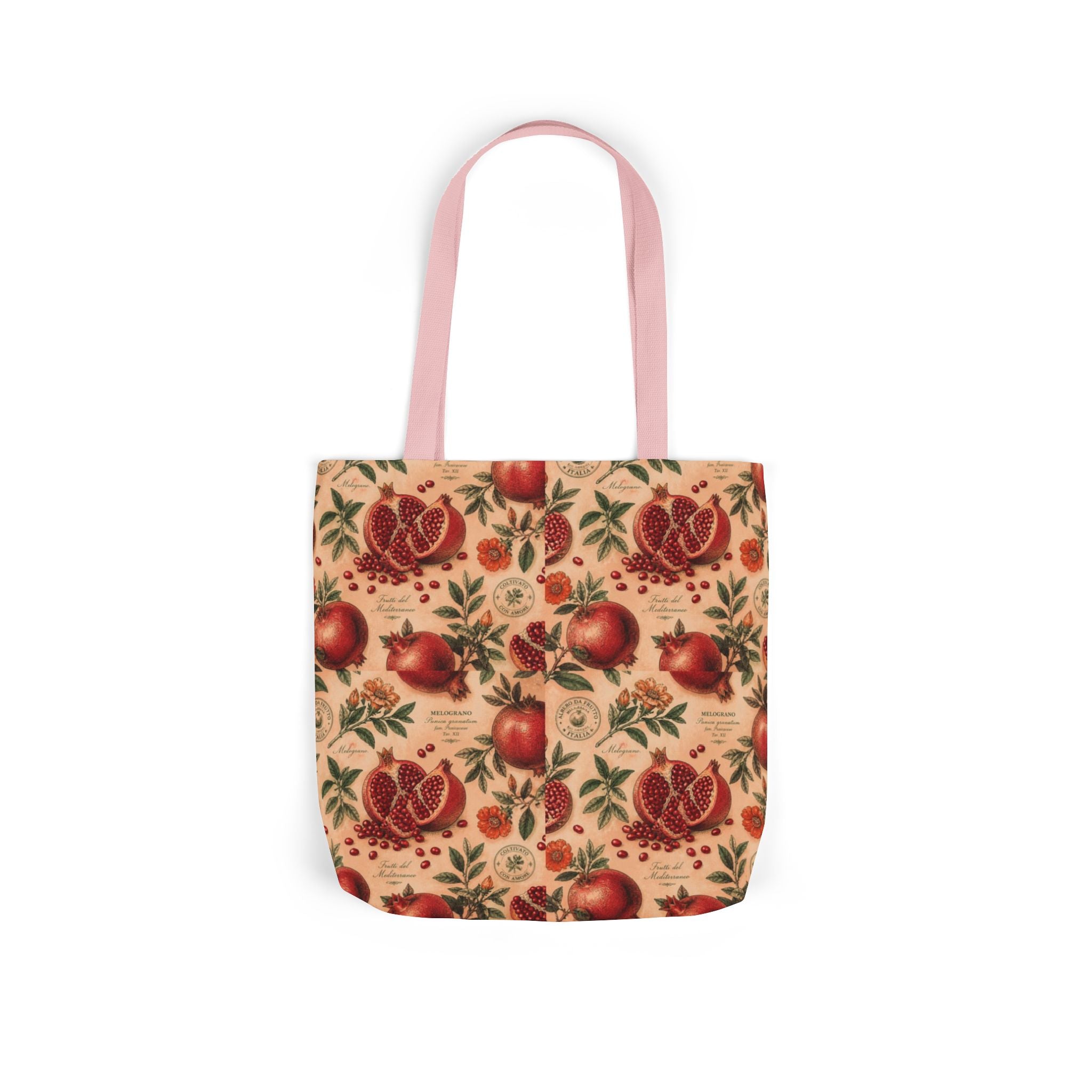 Split Pomegranates Canvas Tote Bag Mediterranean Kitchen Botanical Design Italian Cottagecore Gift