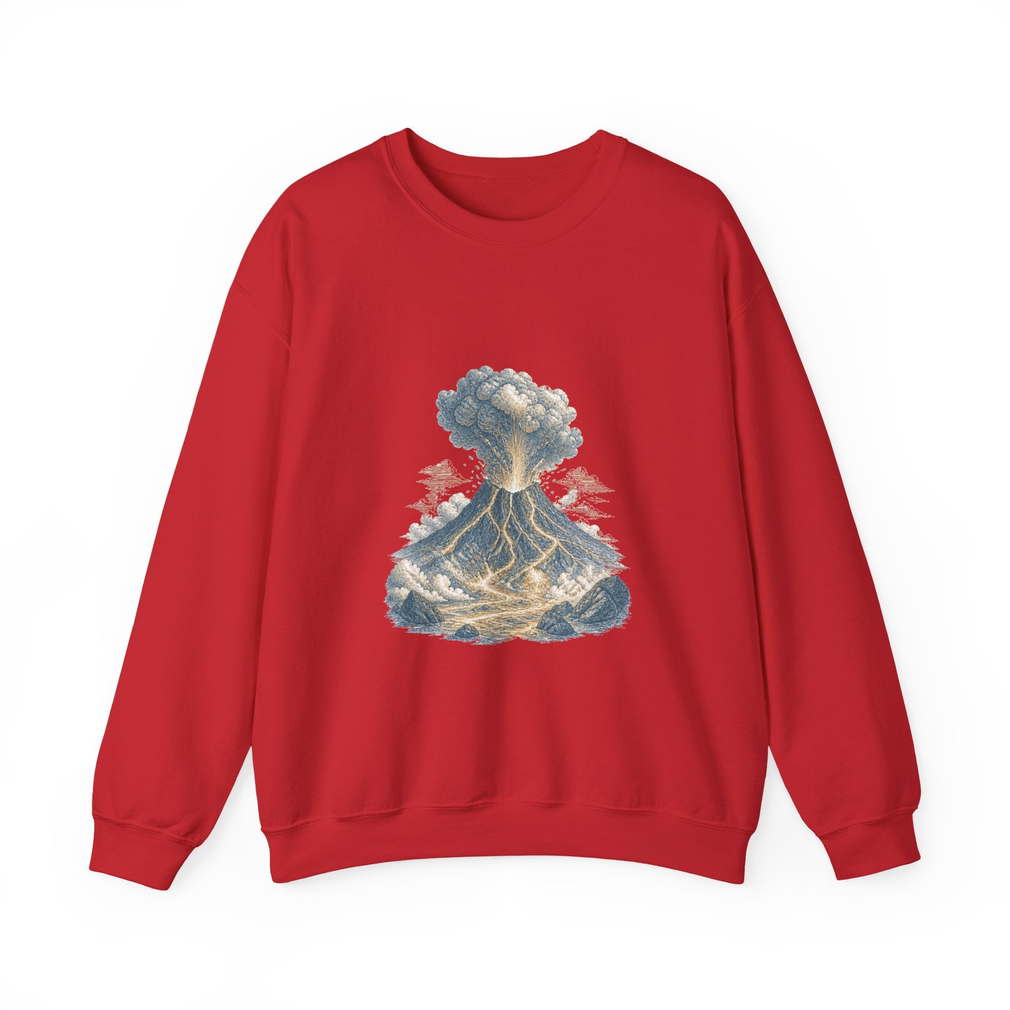 Matching Couple Sweatshirt - Volcano & Glacier Matching Couple Premium Fleece Sweatshirt Vintage Art His Hers Honeymoon Gift - Design A