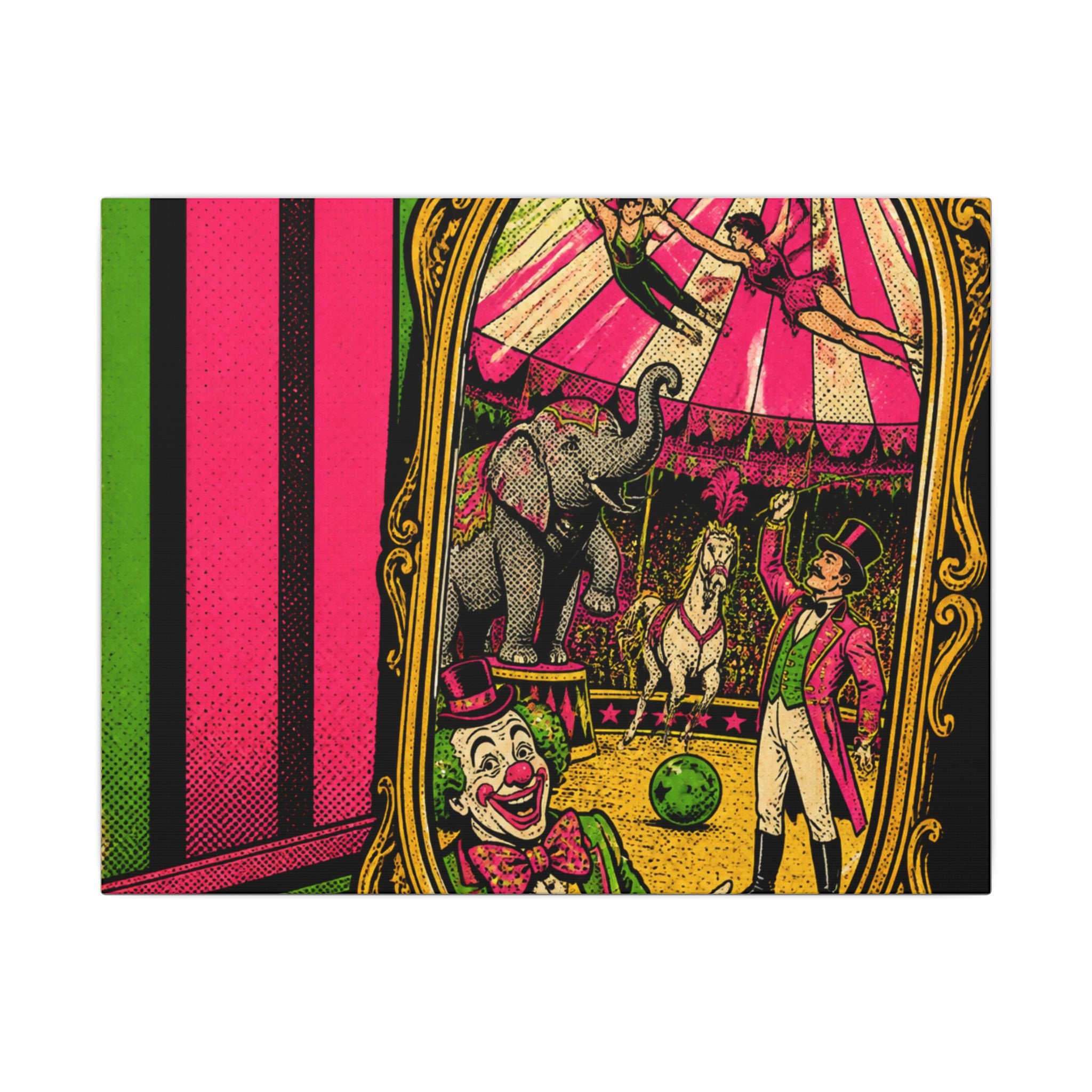 Vintage Mirror Circus Wall Art Canvas 24×36 Pop Art Restaurant Decor Maximalist Print