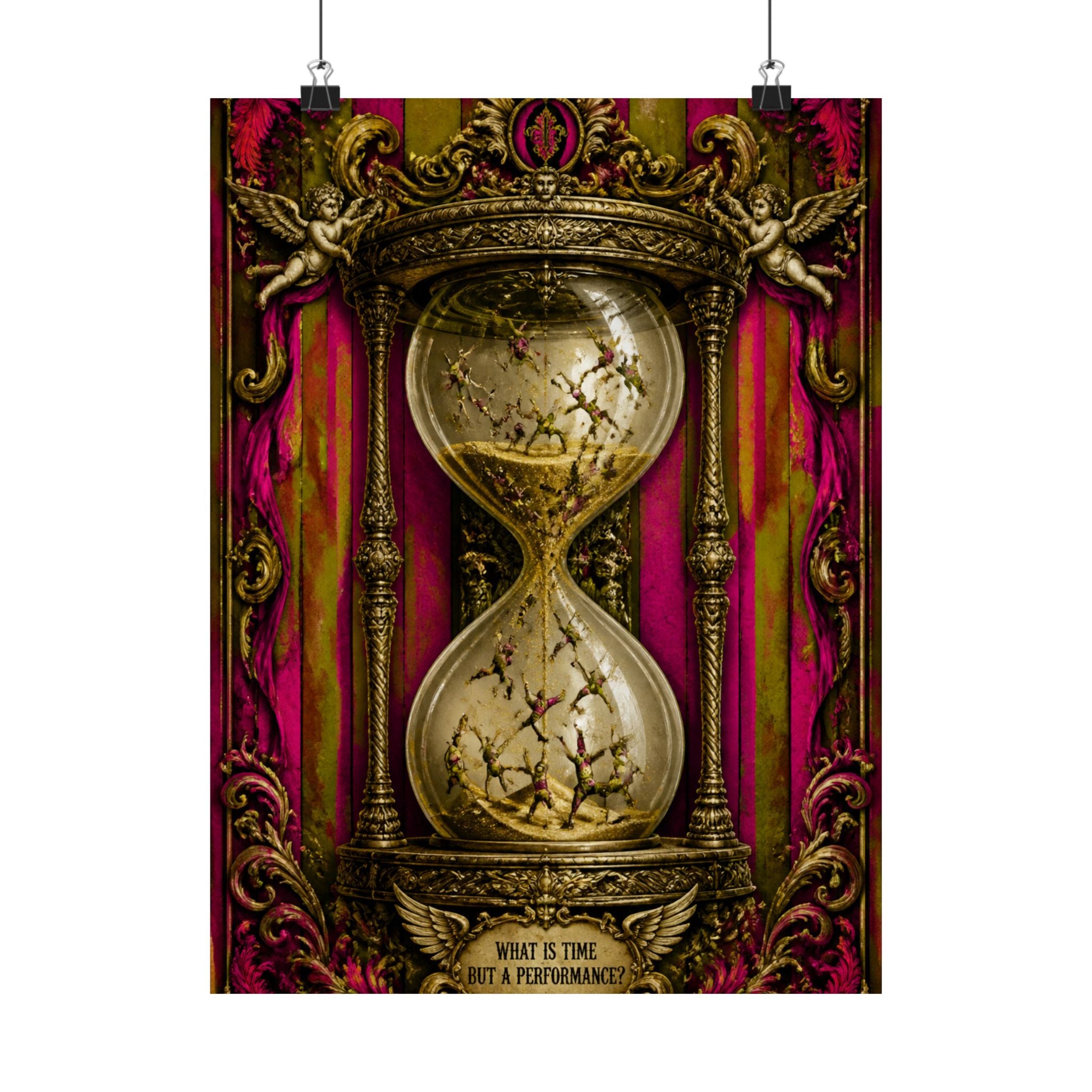 Hourglass Acrobats Wall Art Poster 24×36 Baroque Studio Decor Maximalist Print