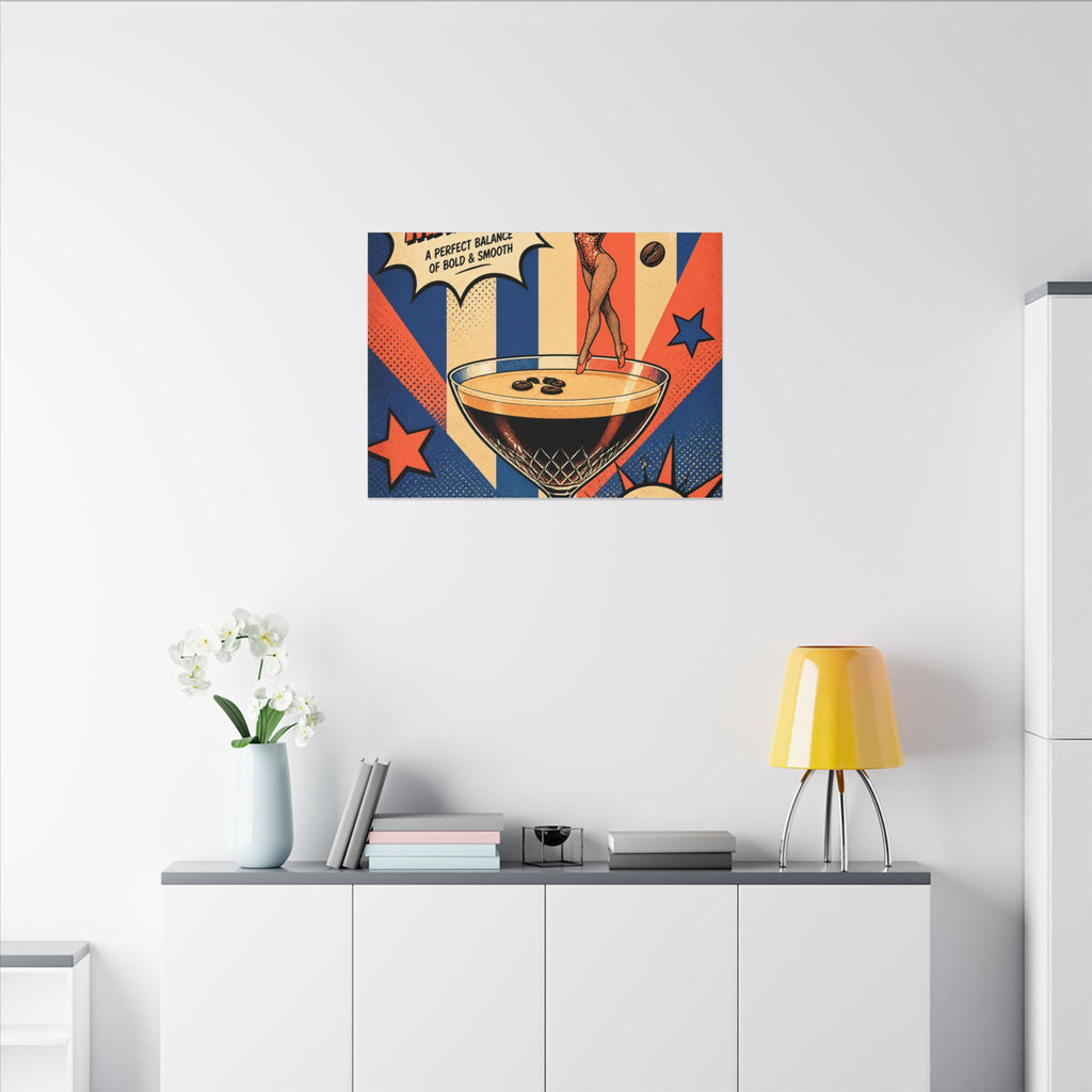 Espresso Martini Acrobat Wall Art Canvas 24×36 Pop Art Restaurant Decor Maximalist Print