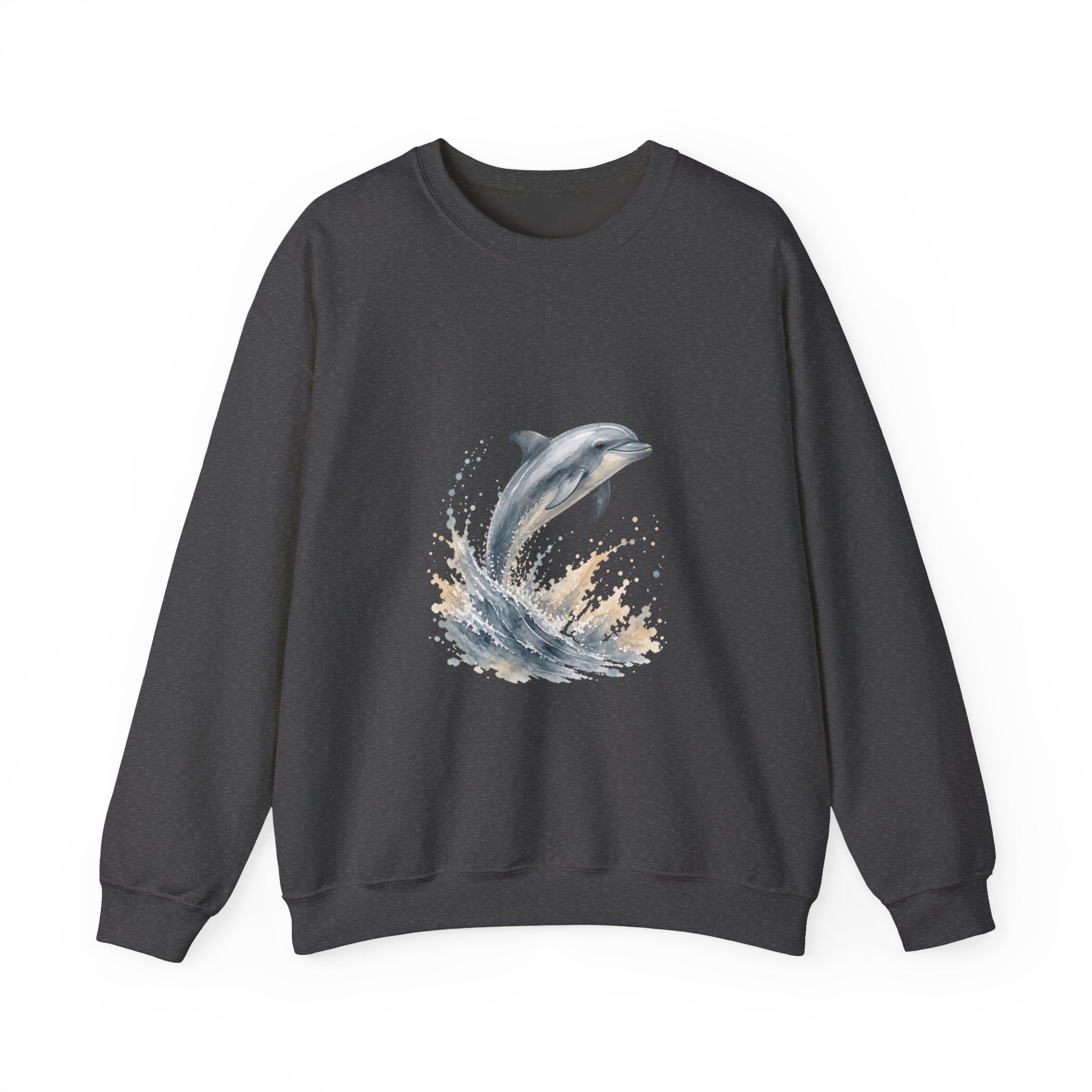 Matching Couple Sweatshirt - Shark & Dolphin Matching Couple Comfort Colors Crew Watercolor Art His Hers Birthday Gift - Design B