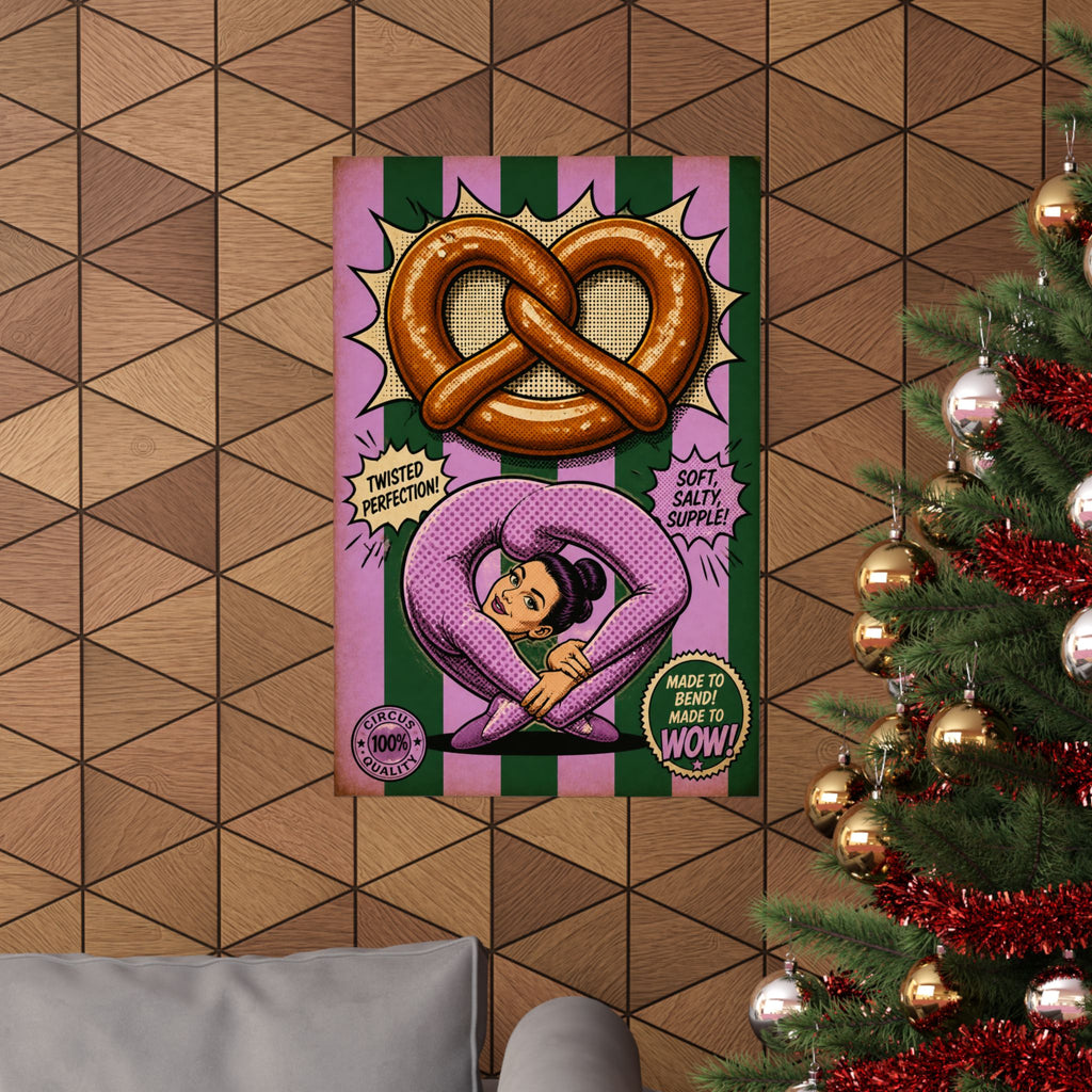 Pretzel Contortionist Wall Art Poster 24×36 Pop Art Restaurant Decor Maximalist Print