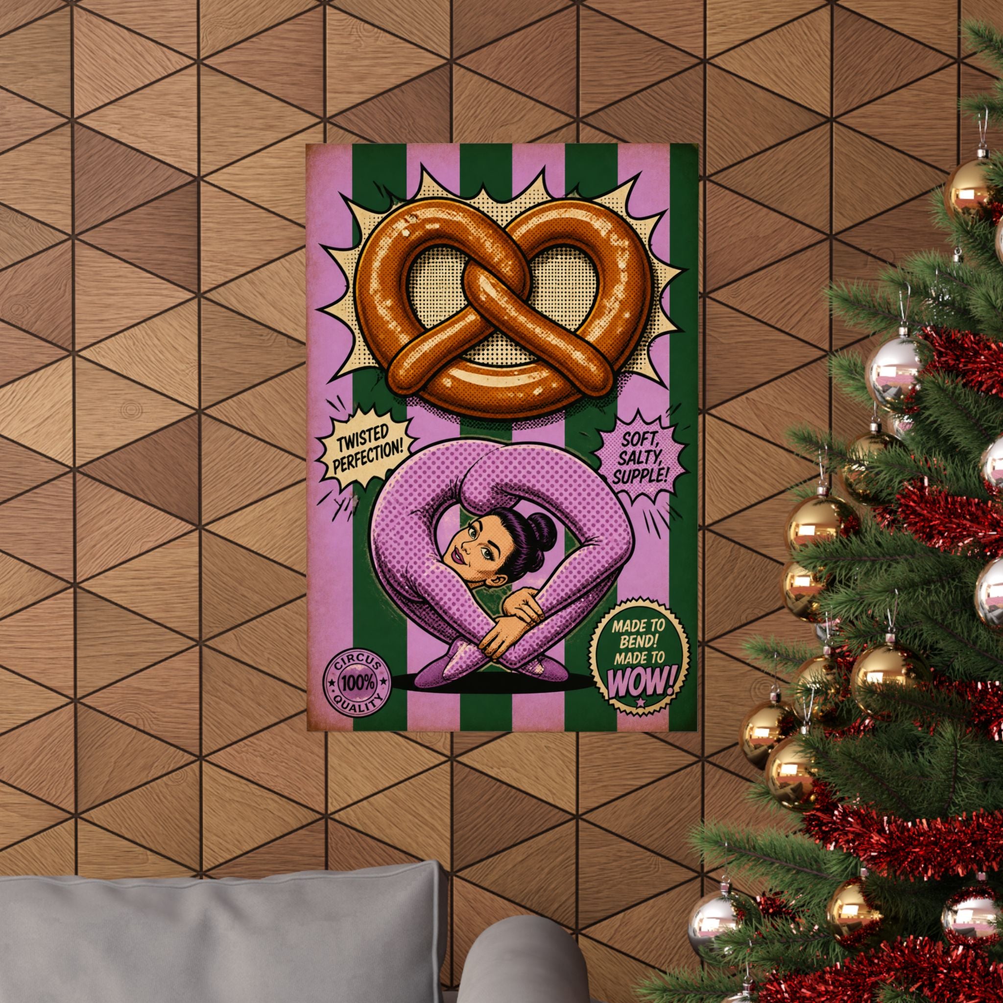 Pretzel Contortionist Wall Art Poster 24×36 Pop Art Restaurant Decor Maximalist Print