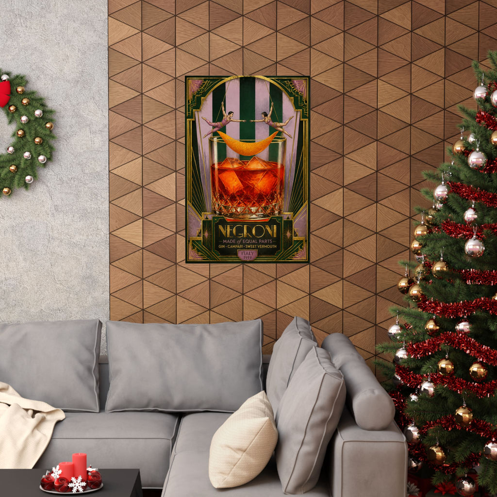 Negroni Trapeze Act Wall Art Poster 24×36 Art Deco Bar Area Decor Maximalist Print